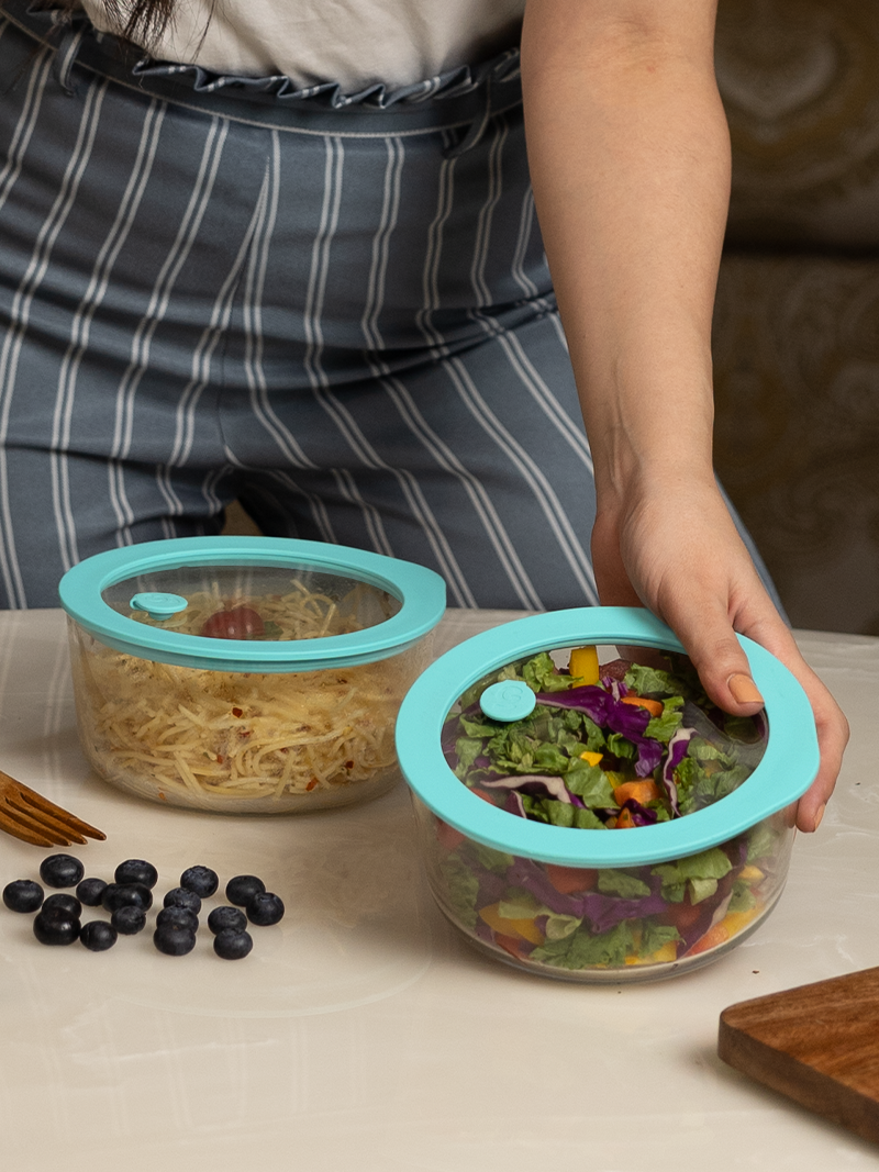 Microwave-Safe Borosilicate Glass Serving Bowl with Lid – 950ml Mellow Mist