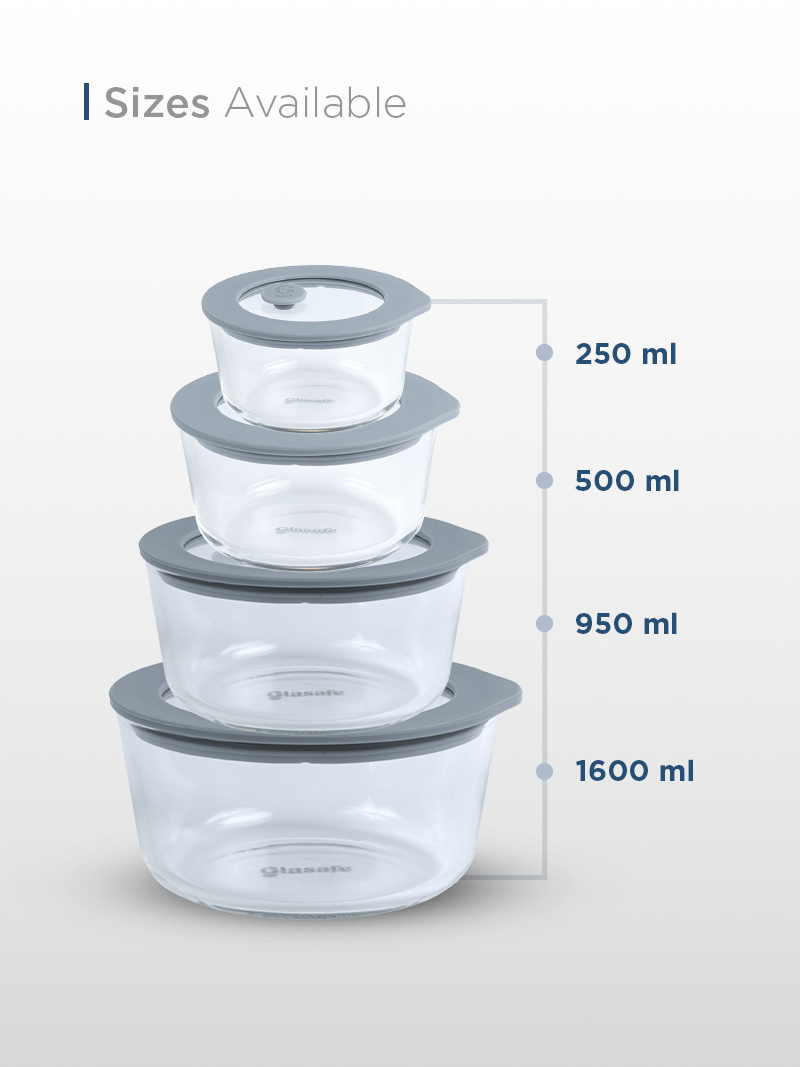 Borosilicate Glass Mixing Bowl with Airtight Leak-Proof Lid & Vent – 1600ml Soothing Slate
