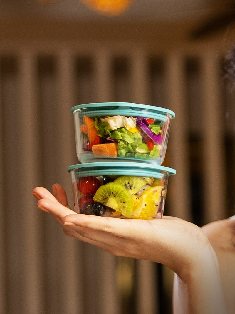Microwave-Safe Borosilicate Glass Bowl with Lid – 250ml (Mellow Mist)