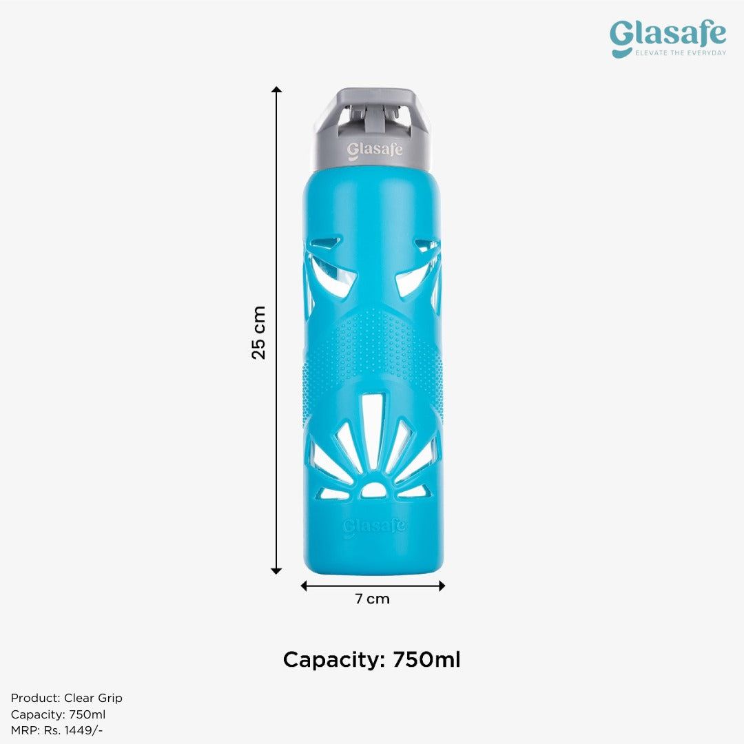 Glasafe Hydration Combo Set Of 3 (Bottle: 750mlX1 + Drinking Glass 350mlX2)
