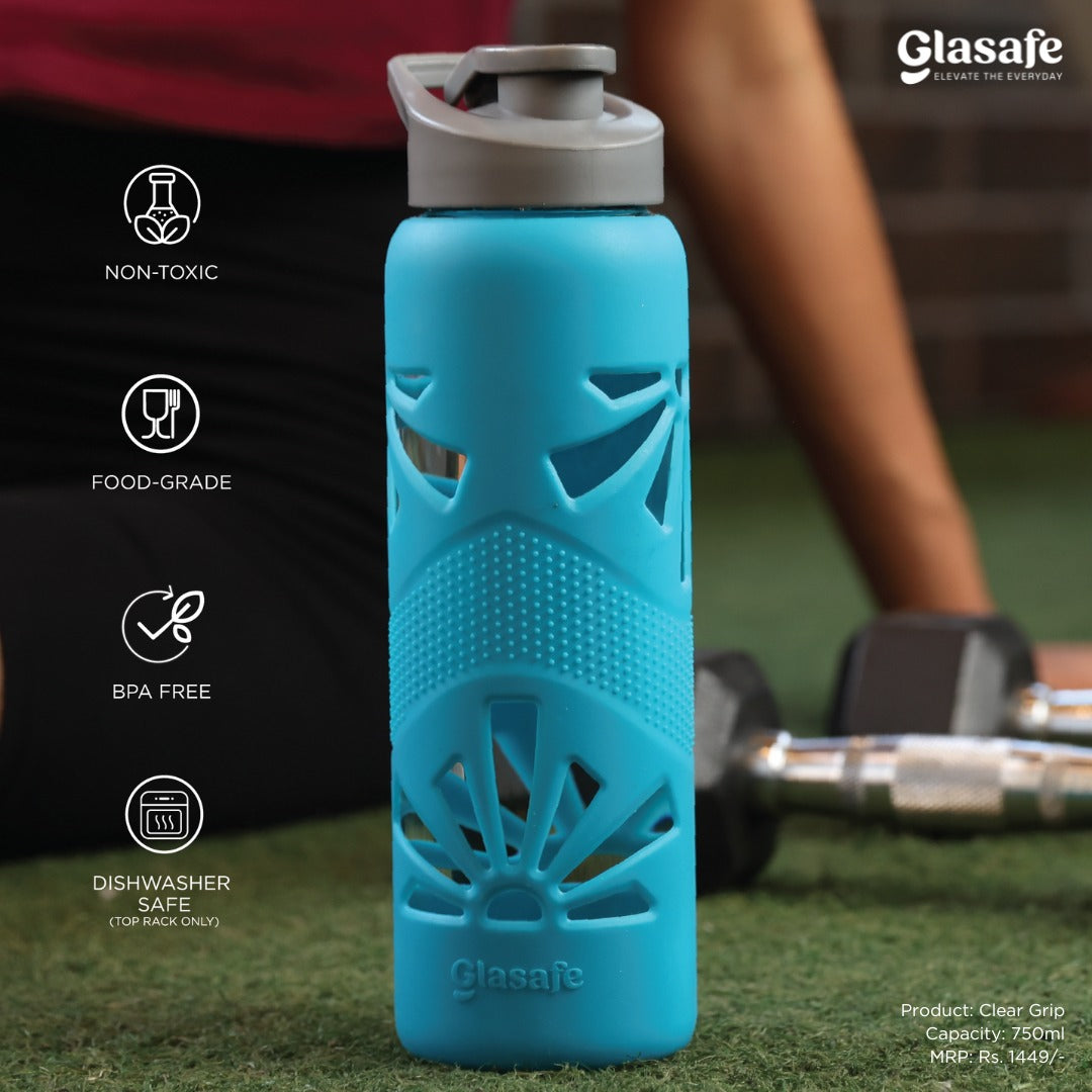 Glasafe Hydration Combo Set Of 3 (Bottle: 750mlX1 + Drinking Glass 350mlX2)