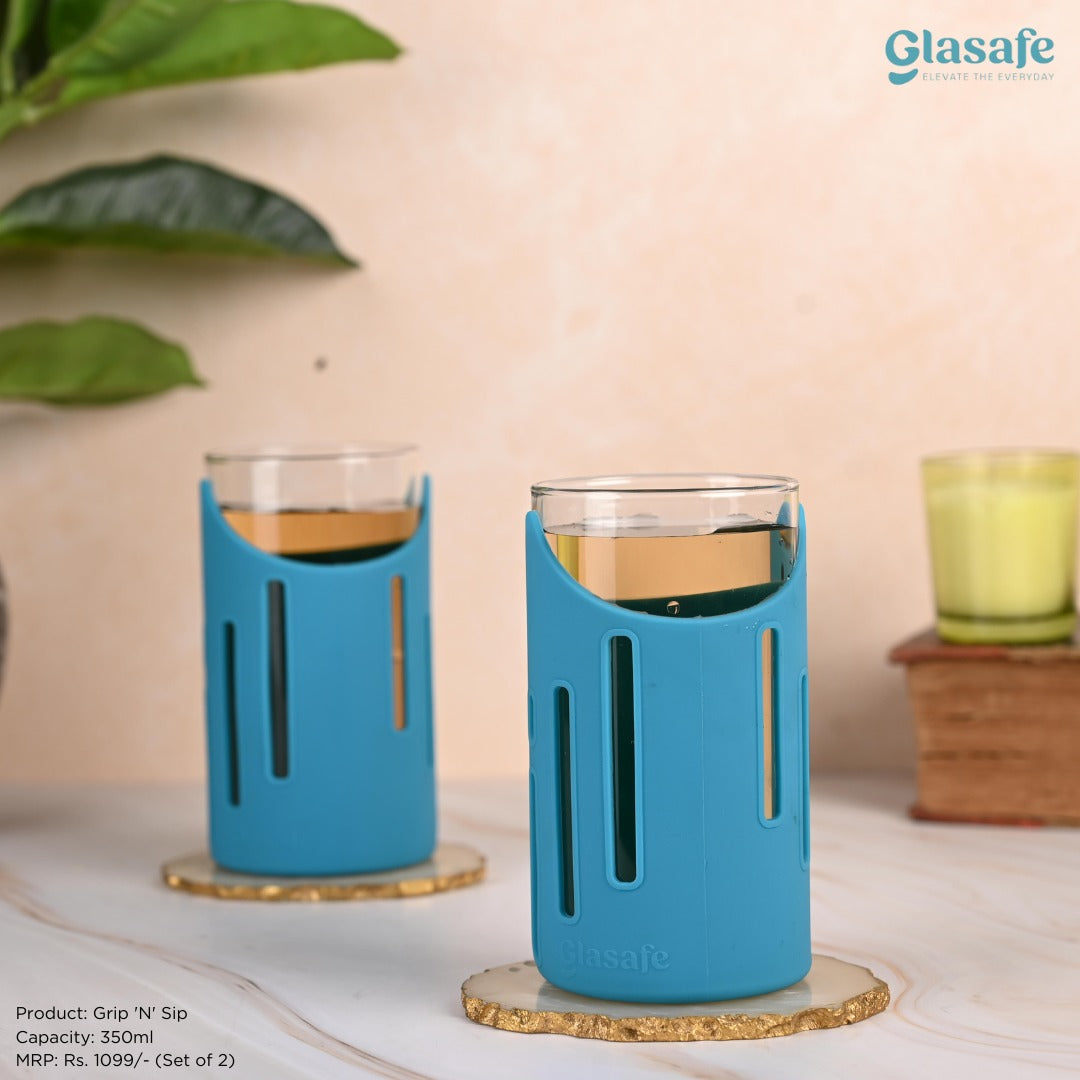 Glasafe Hydration Combo Set Of 3 (Bottle: 750mlX1 + Drinking Glass 350mlX2)