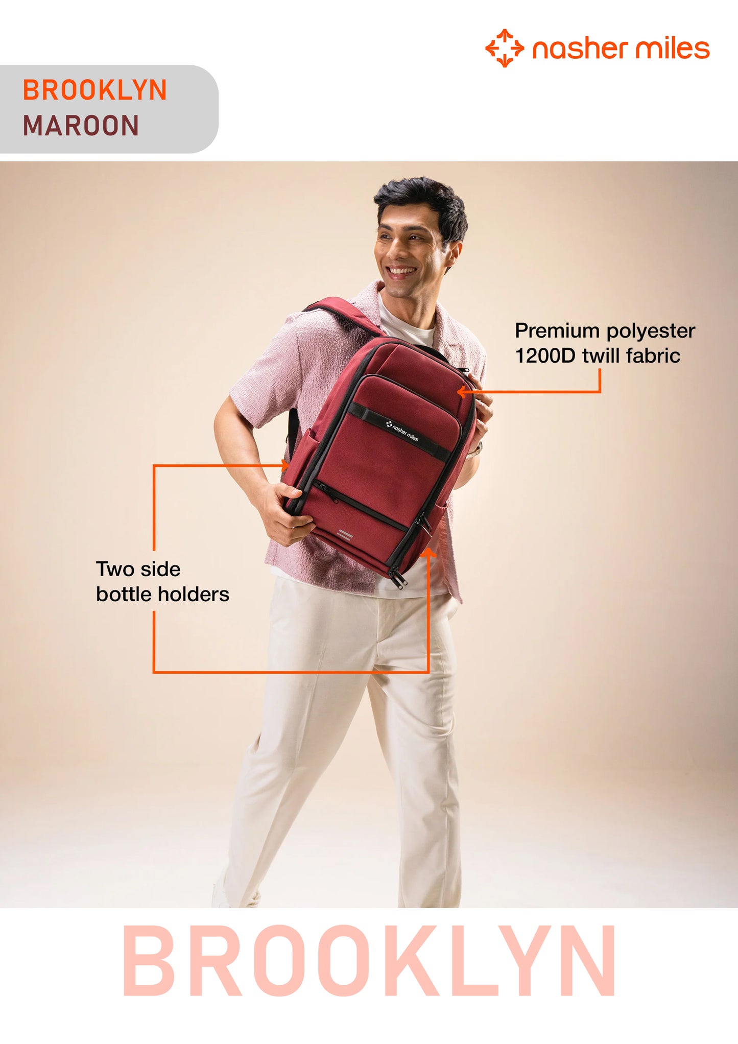 Nasher Miles Brooklyn Backpack- Maroon