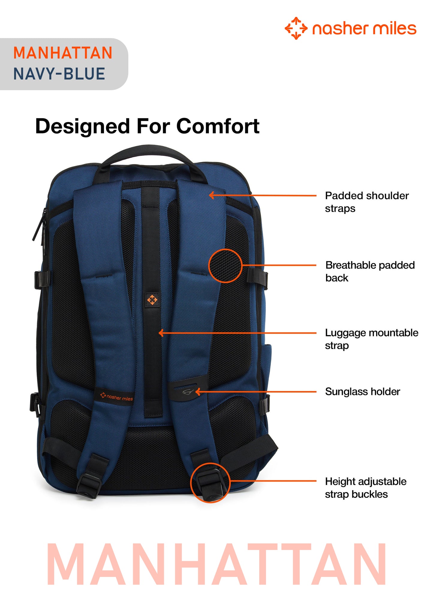 Nasher Miles Manhattan Backpack- Navy Blue