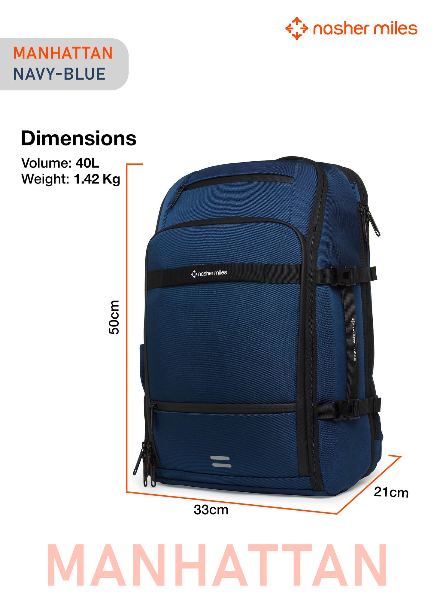 Nasher Miles Manhattan Backpack- Navy Blue