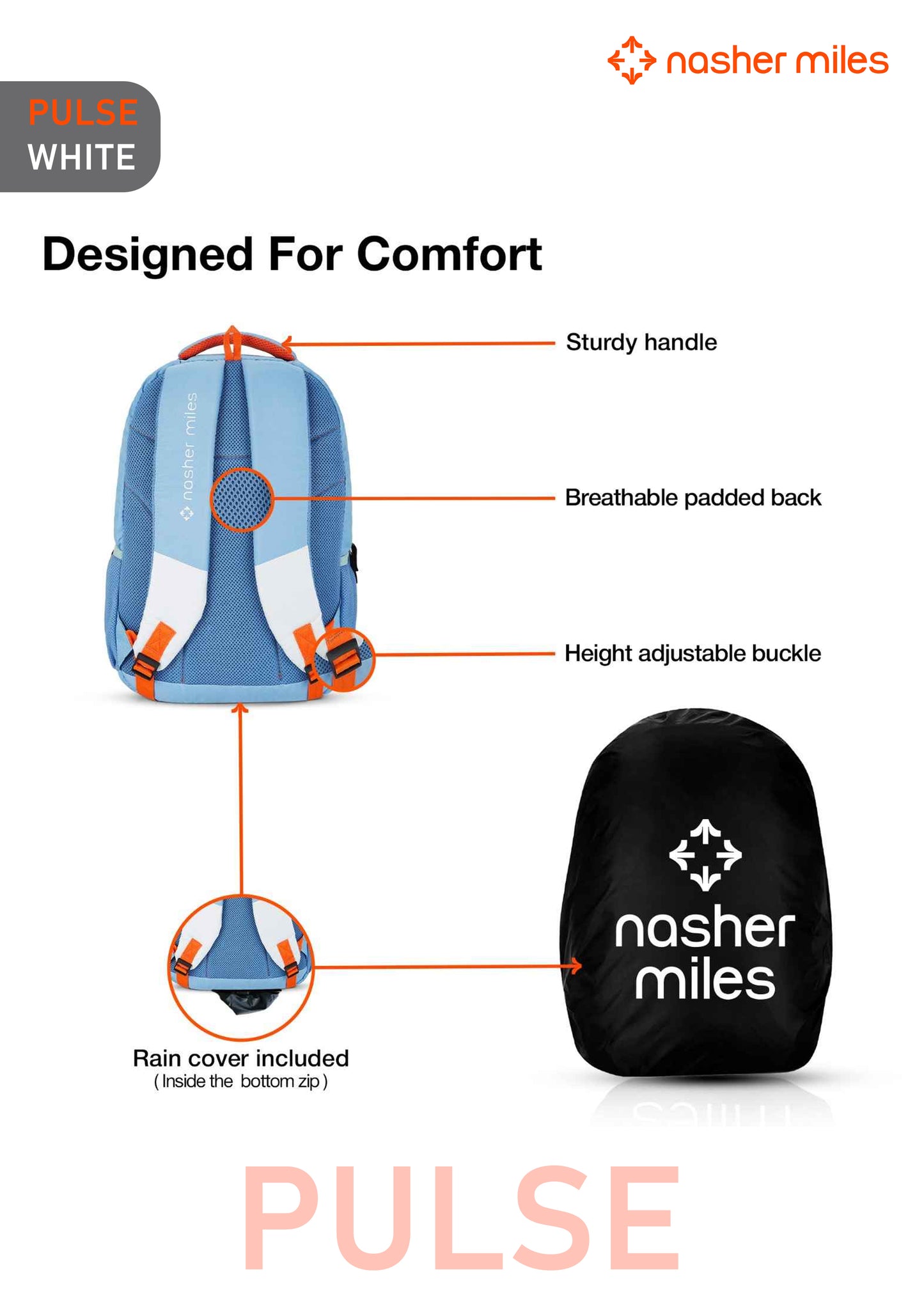 Nasher Miles Pulse Backpack - White