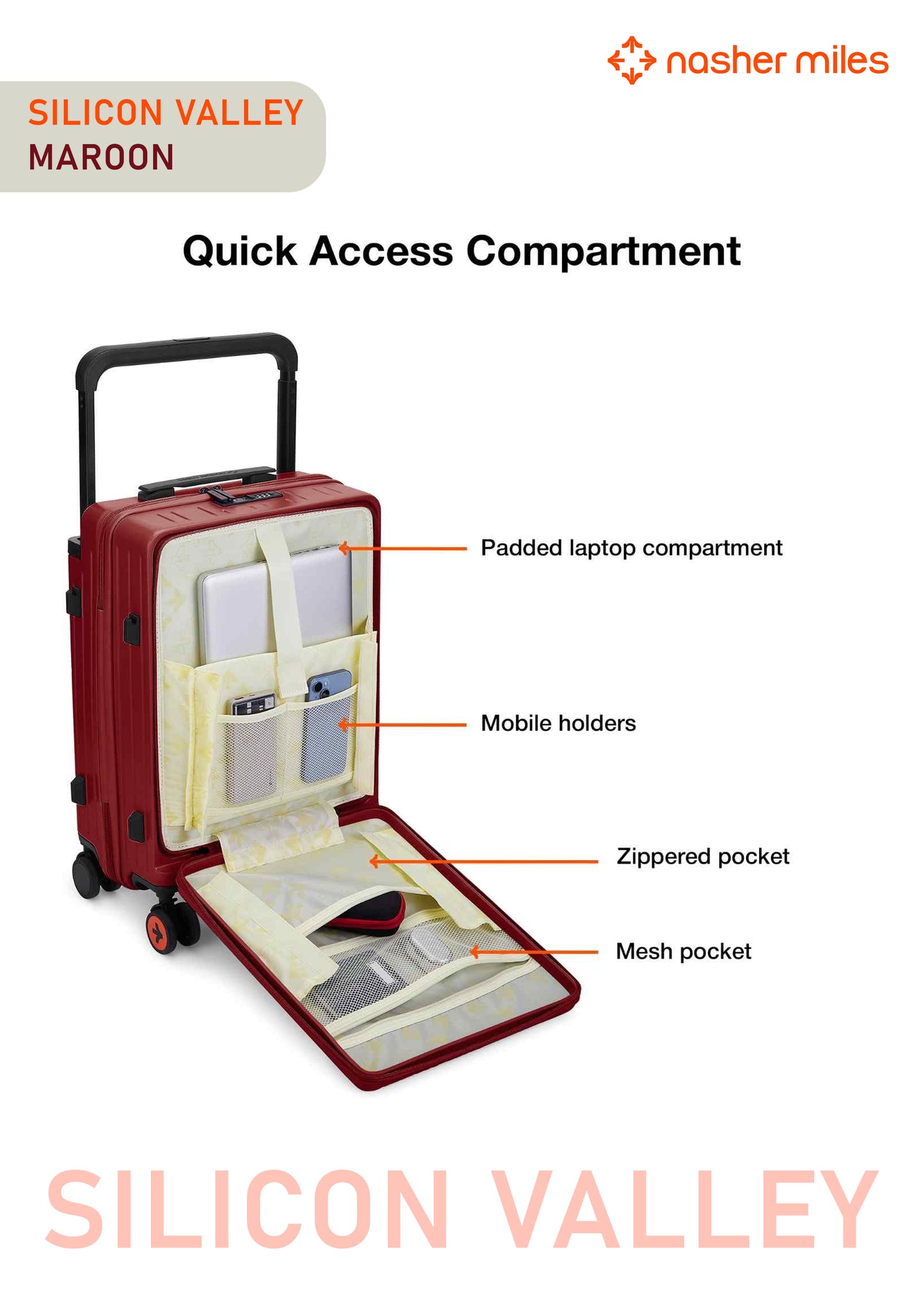 Nasher Miles Silicon Valley Luggage - Maroon