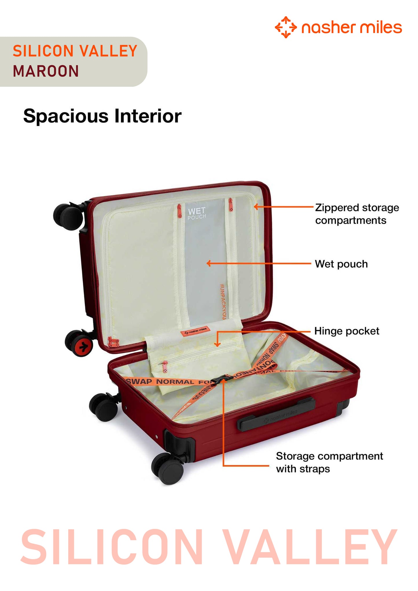 Nasher Miles Silicon Valley Luggage - Maroon