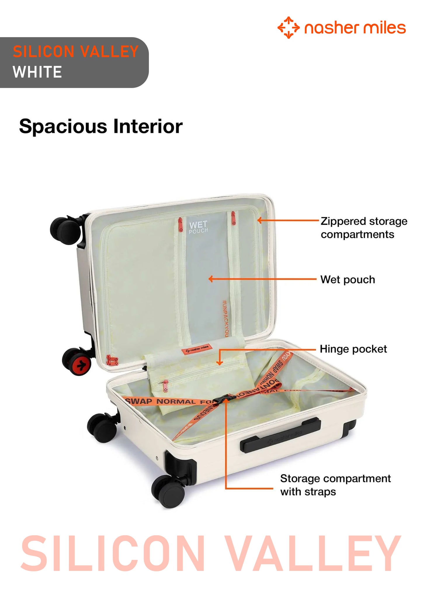 Nasher Miles Silicon Valley Luggage - White