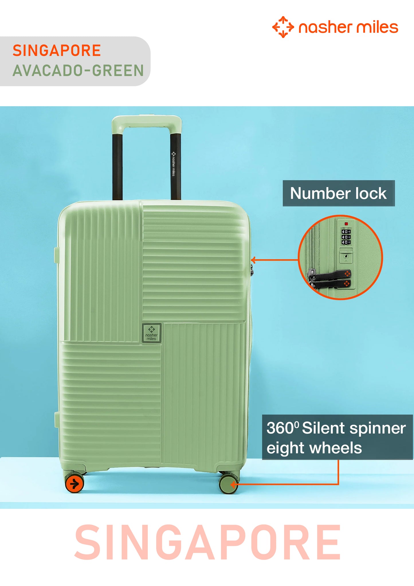 Nasher Miles Singapore Luggage - Avacado Green