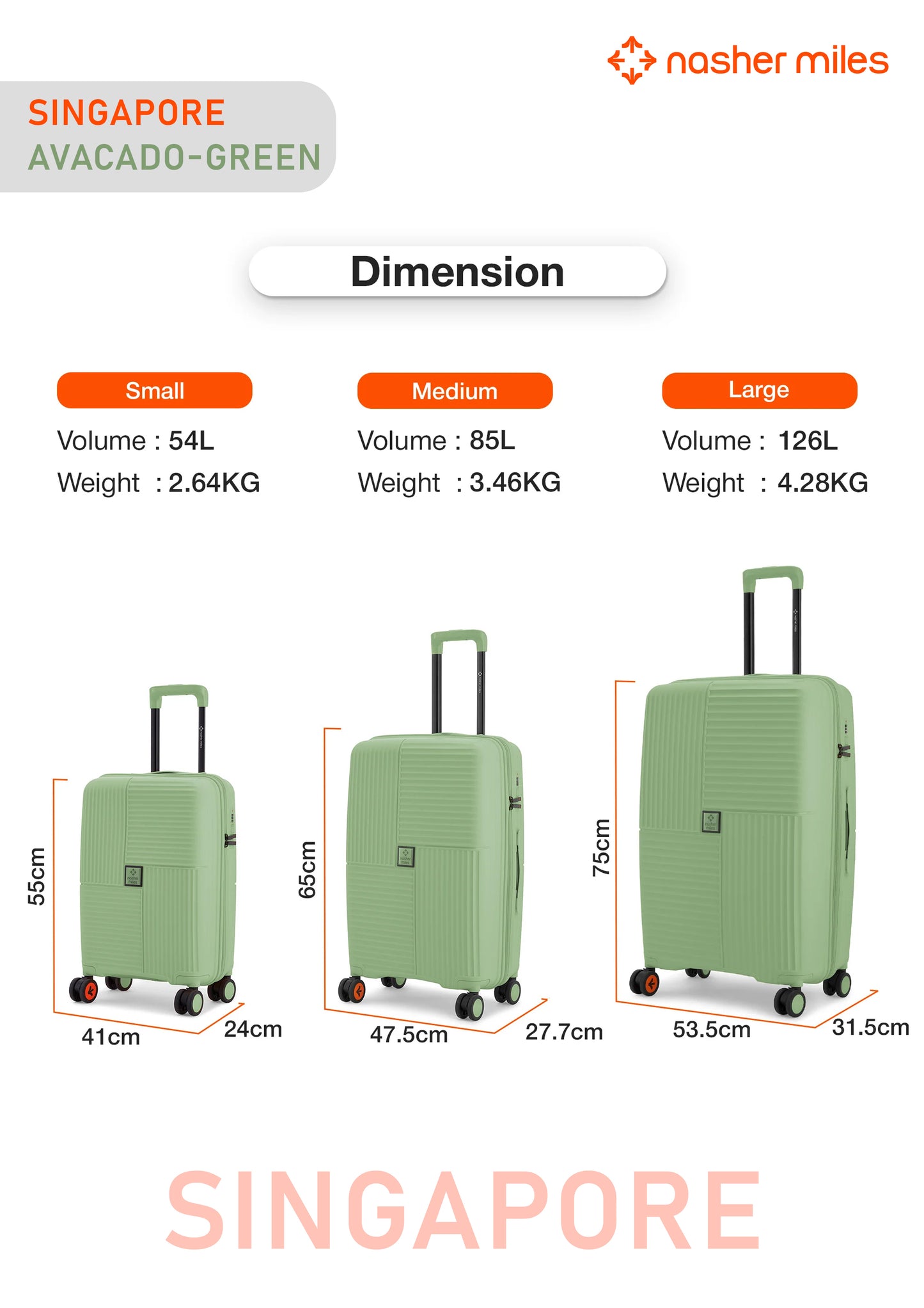 Nasher Miles Singapore Luggage - Avacado Green