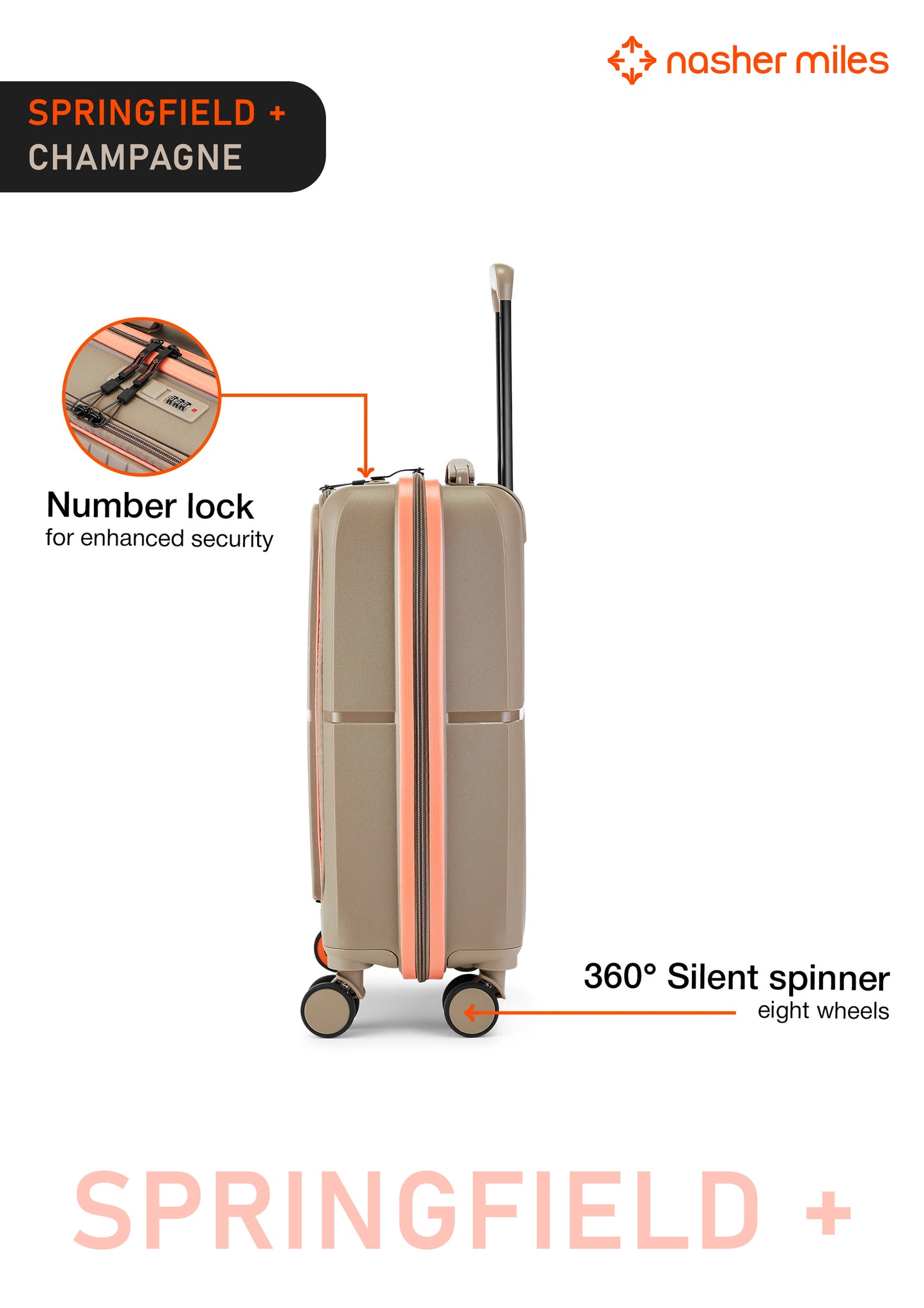 Nasher Miles Springfield Plus Luggage - Champagne