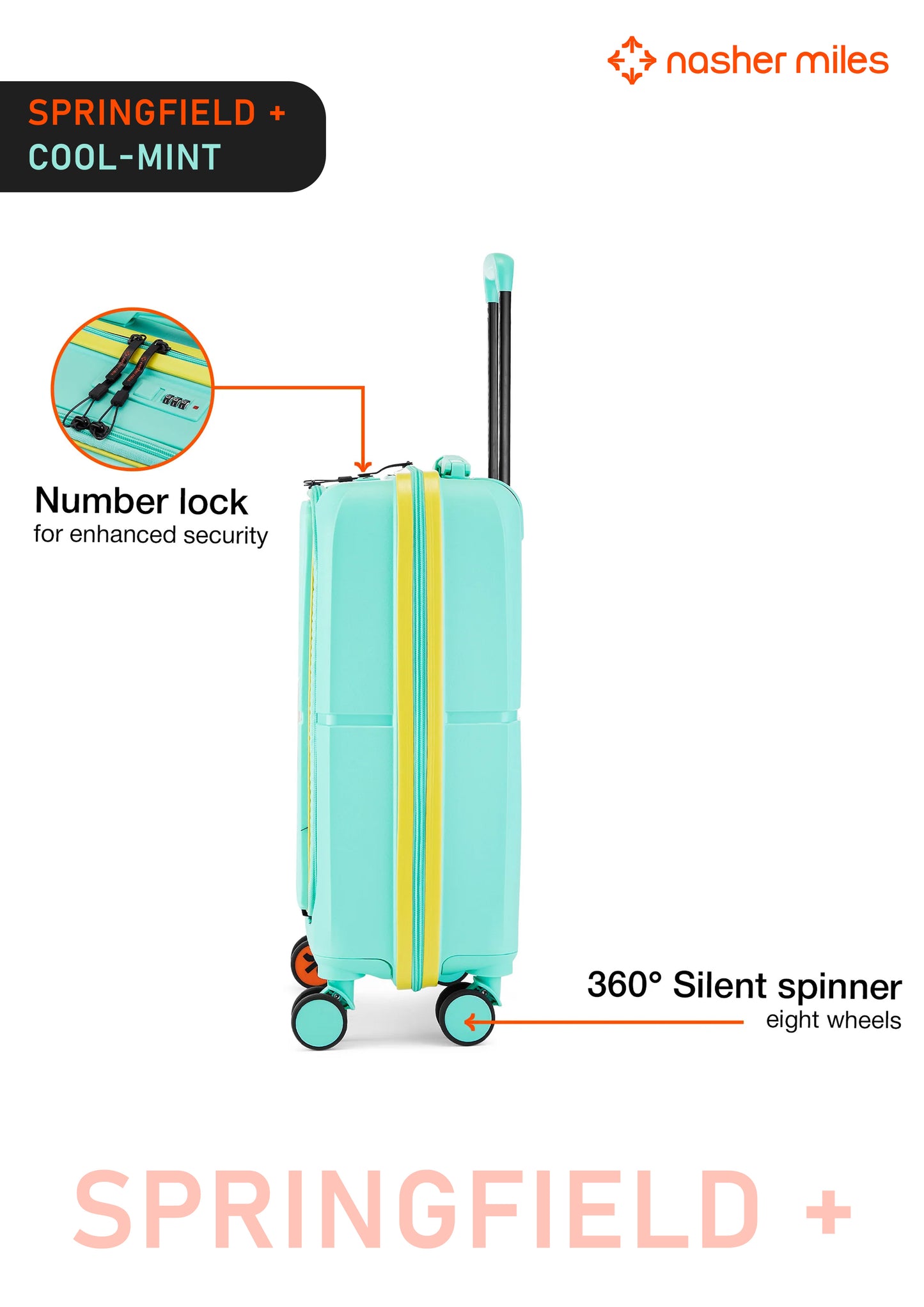 Nasher Miles Springfield Plus Luggage - Cool Mint