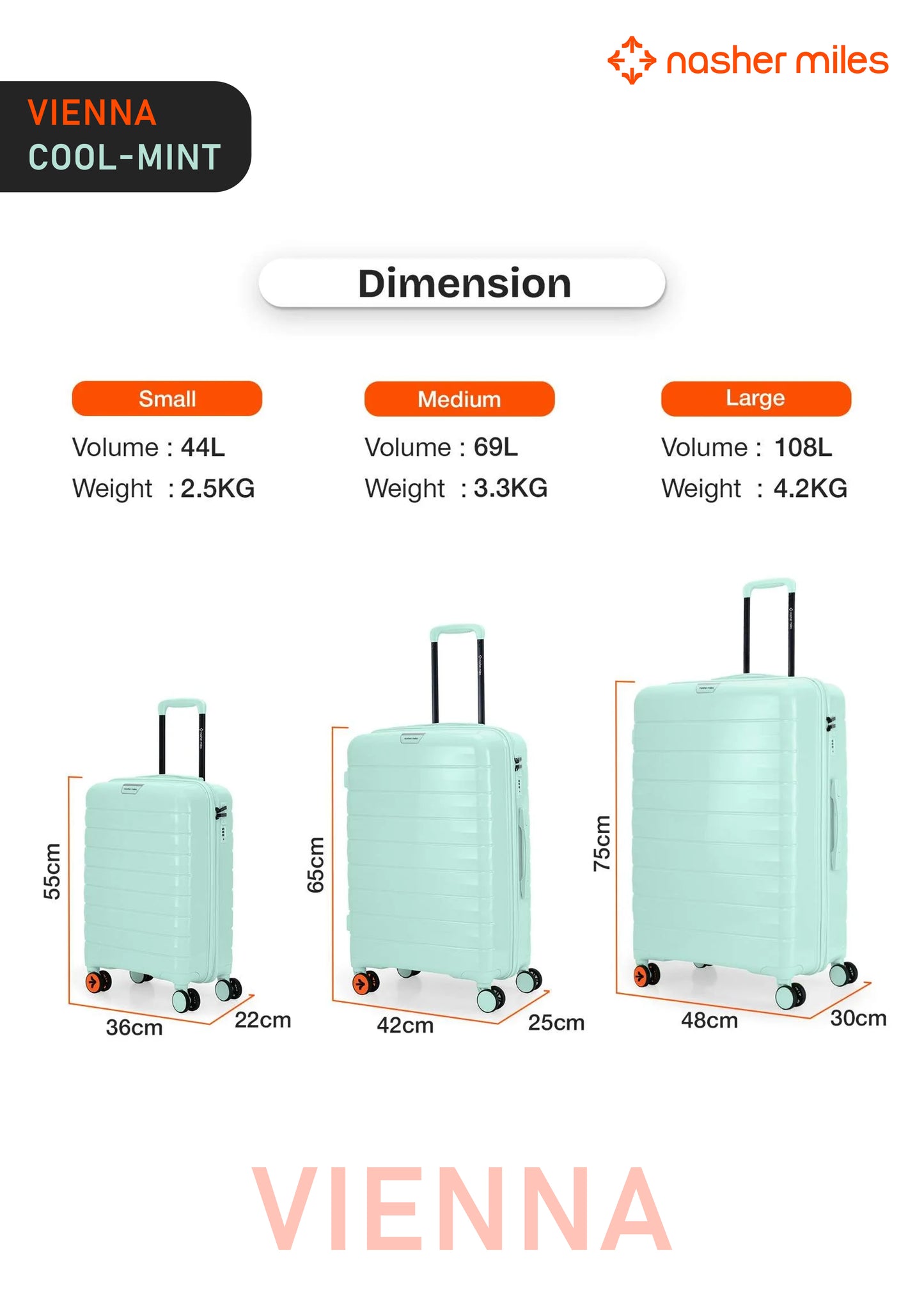 Nasher Miles Vienna Luggage - Cool Mint