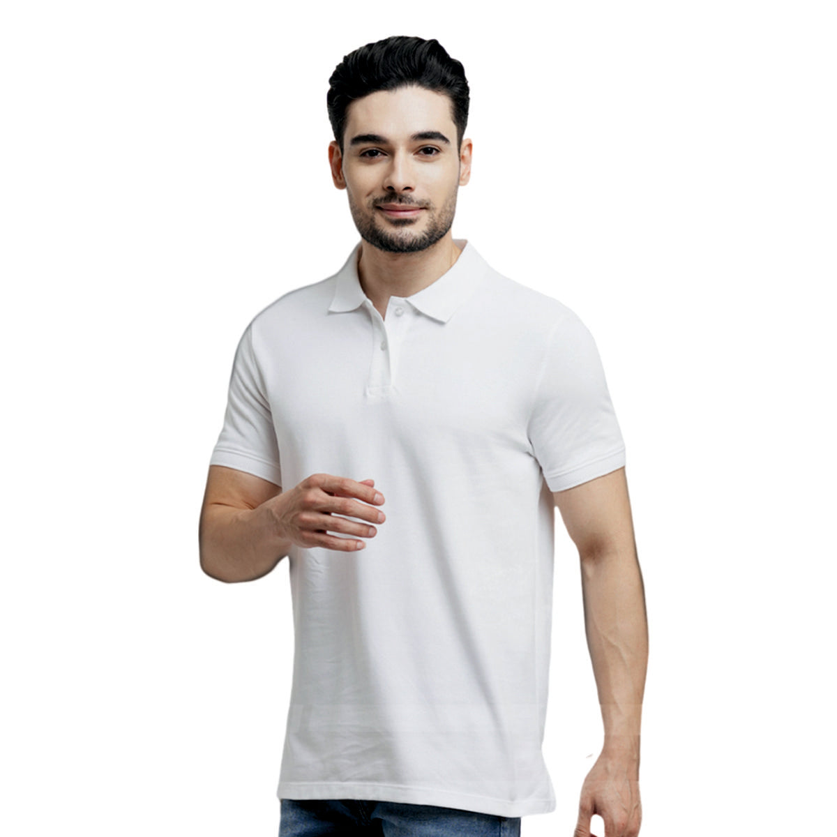Jack&Jones Jacquard Plain Polo - White
