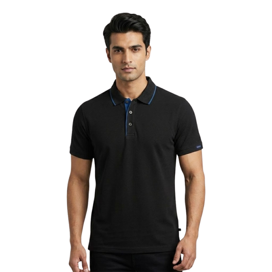Turtle Cotton Flex Polo - Black
