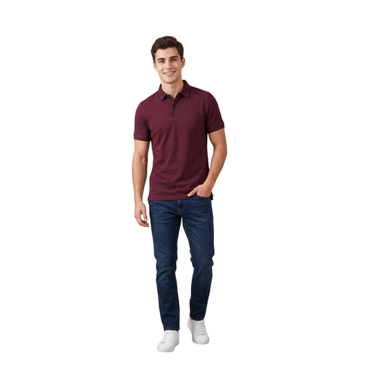 Turtle Cotton Flex Polo - Maroon