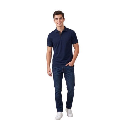 Turtle Cotton Flex Polo - Navy Blue