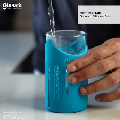 Glasafe Hydration Combo Set Of 3 (Bottle: 750mlX1 + Drinking Glass 350mlX2)