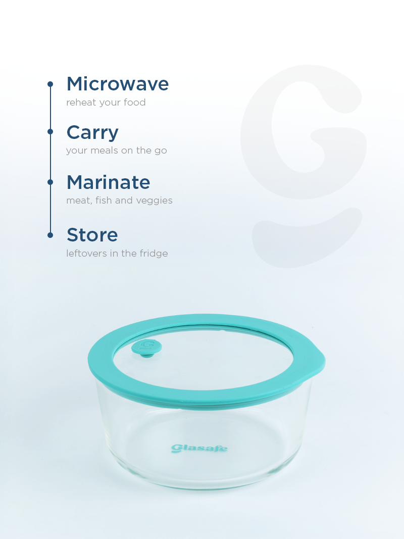 Microwave-Safe Borosilicate Glass Serving Bowl with Lid – 950ml Mellow Mist