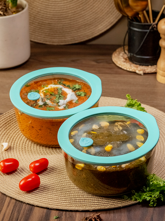 Microwave-Safe Borosilicate Glass Serving Bowl with Lid – 950ml Mellow Mist