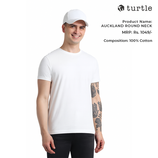 Turtle Auckland Round Neck Tee - White