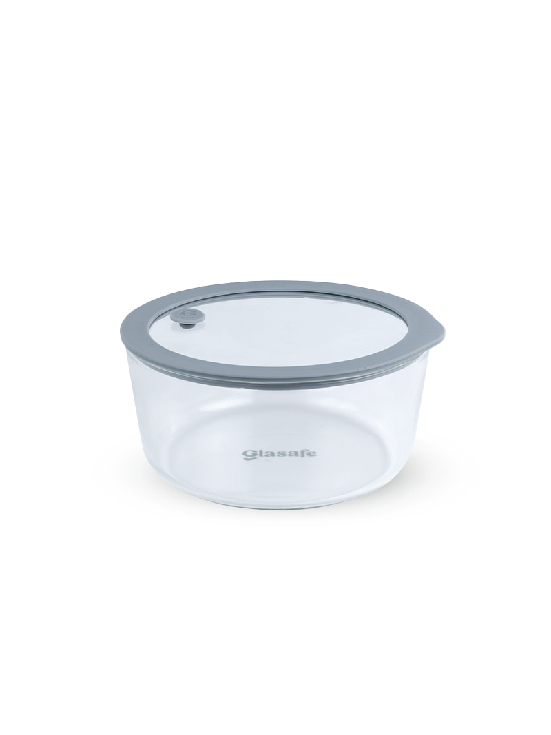 Borosilicate Glass Mixing Bowl with Leak-Proof Lid and Air-vent – 950ml Soothing Slate