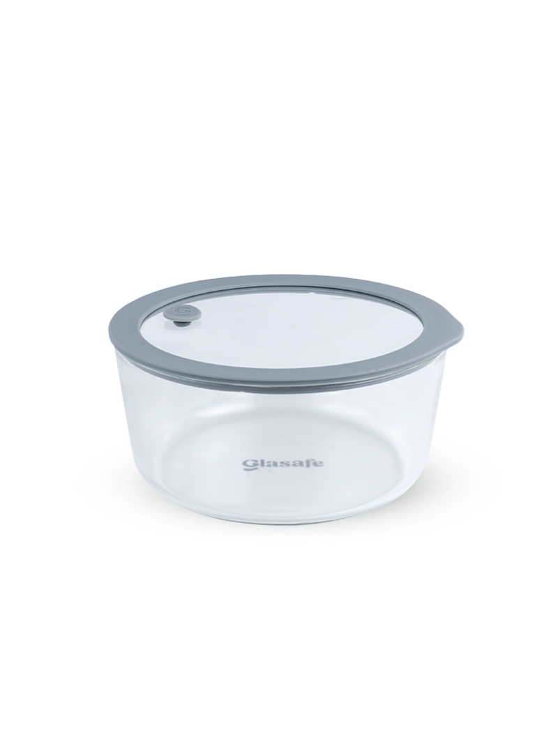 Borosilicate Glass Mixing Bowl with Airtight Leak-Proof Lid & Vent – 1600ml Soothing Slate
