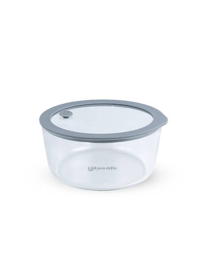 Borosilicate Glass Mixing Bowl with Airtight Leak-Proof Lid & Vent – 1600ml Soothing Slate