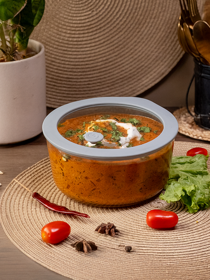 Borosilicate Glass Mixing Bowl with Leak-Proof Lid and Air-vent – 950ml Soothing Slate