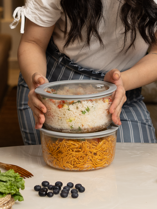 Borosilicate Glass Mixing Bowl with Airtight Leak-Proof Lid & Vent – 1600ml Soothing Slate
