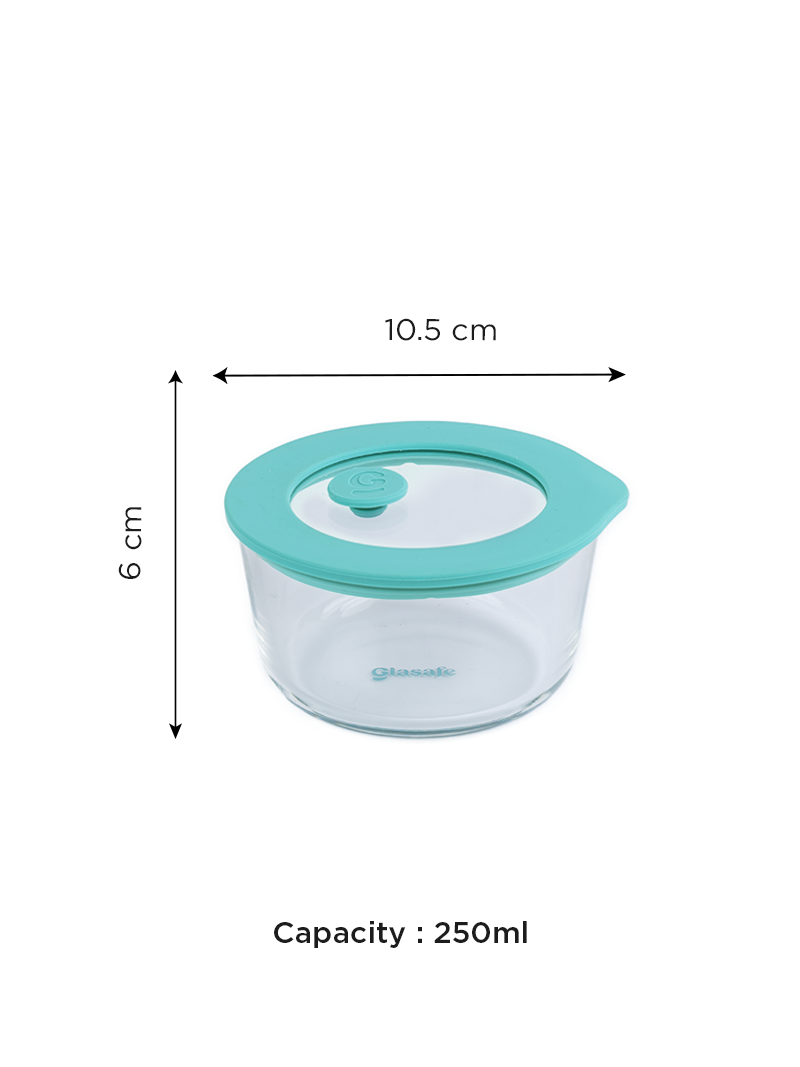 Microwave-Safe Borosilicate Glass Bowl with Lid – 250ml (Mellow Mist)