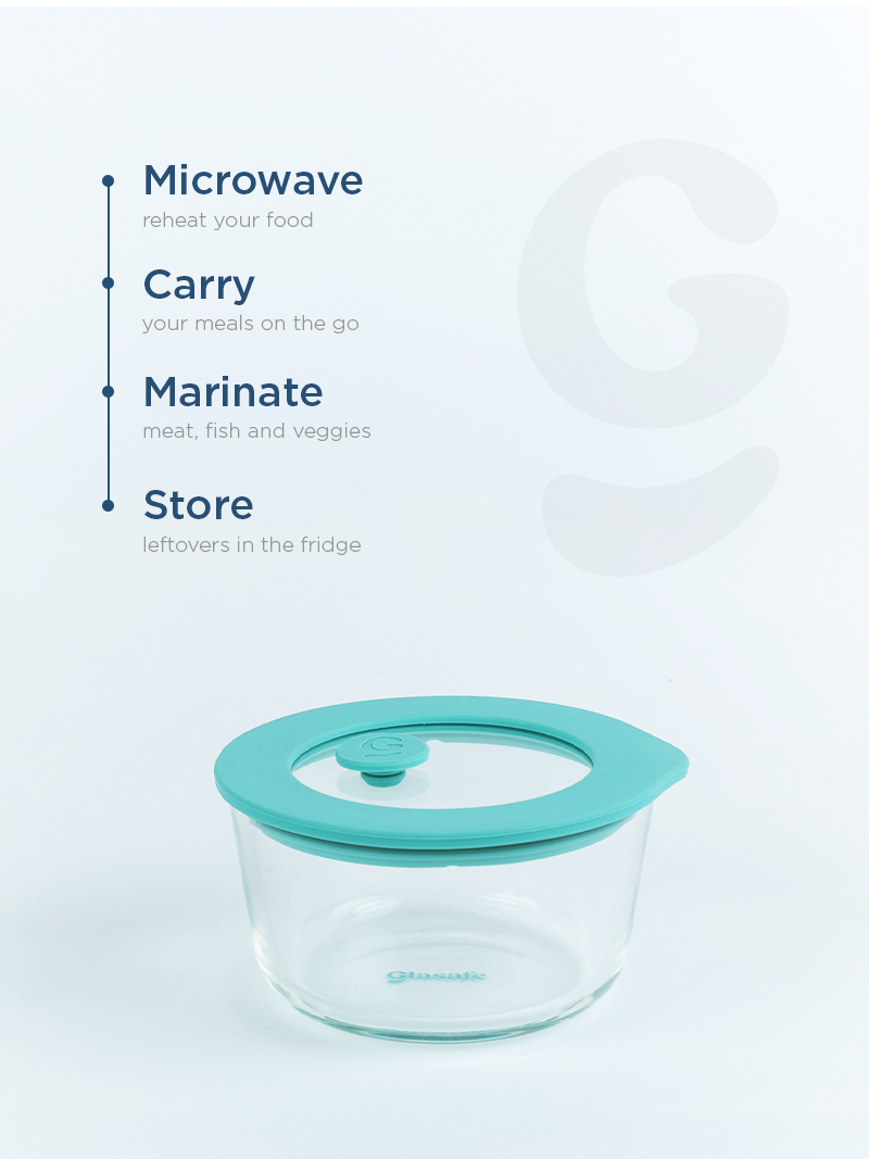 Microwave-Safe Borosilicate Glass Bowl with Lid – 250ml (Mellow Mist)
