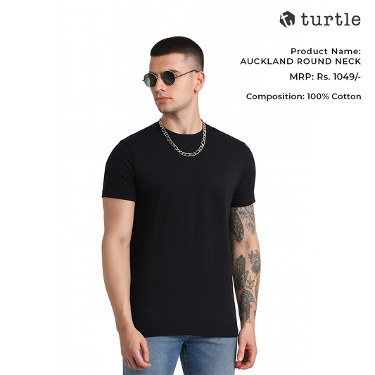 Turtle Auckland Round Neck Tee - Black