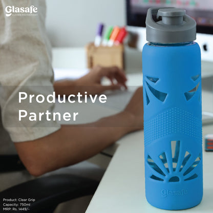 Glasafe Hydration Combo Set Of 3 (Bottle: 750mlX1 + Drinking Glass 350mlX2)