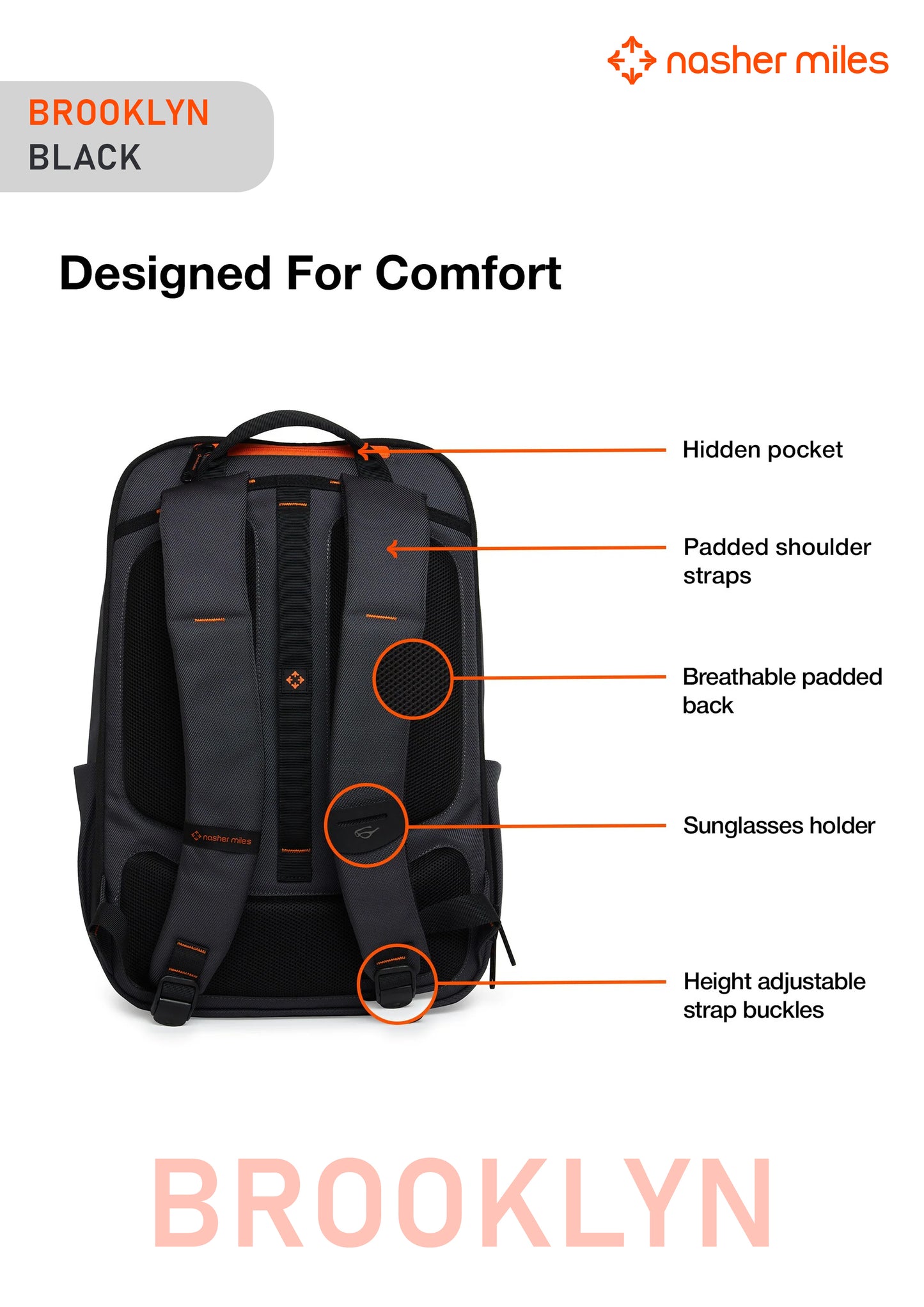 Nasher Miles Brooklyn Backpack- Black