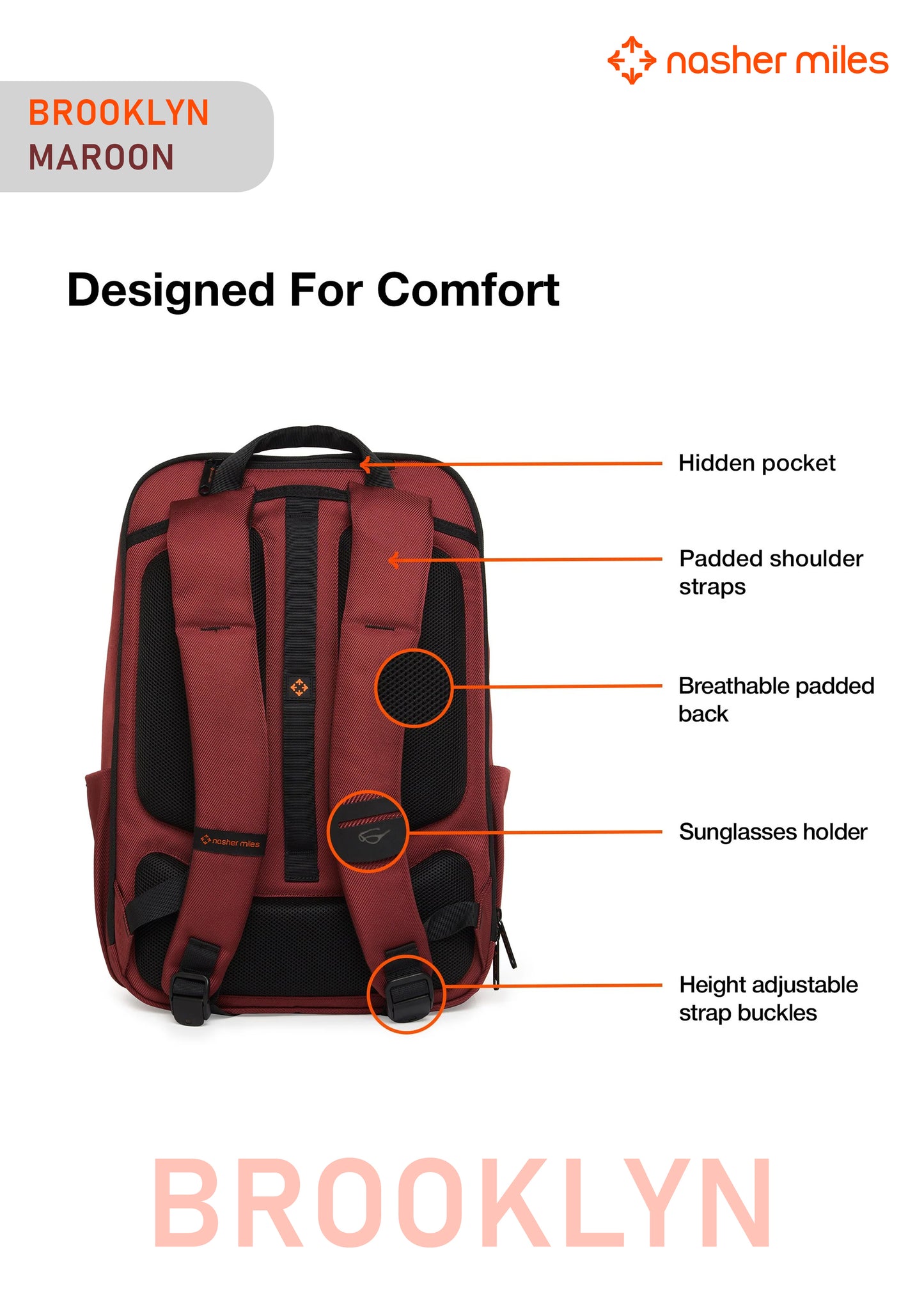 Nasher Miles Brooklyn Backpack- Maroon