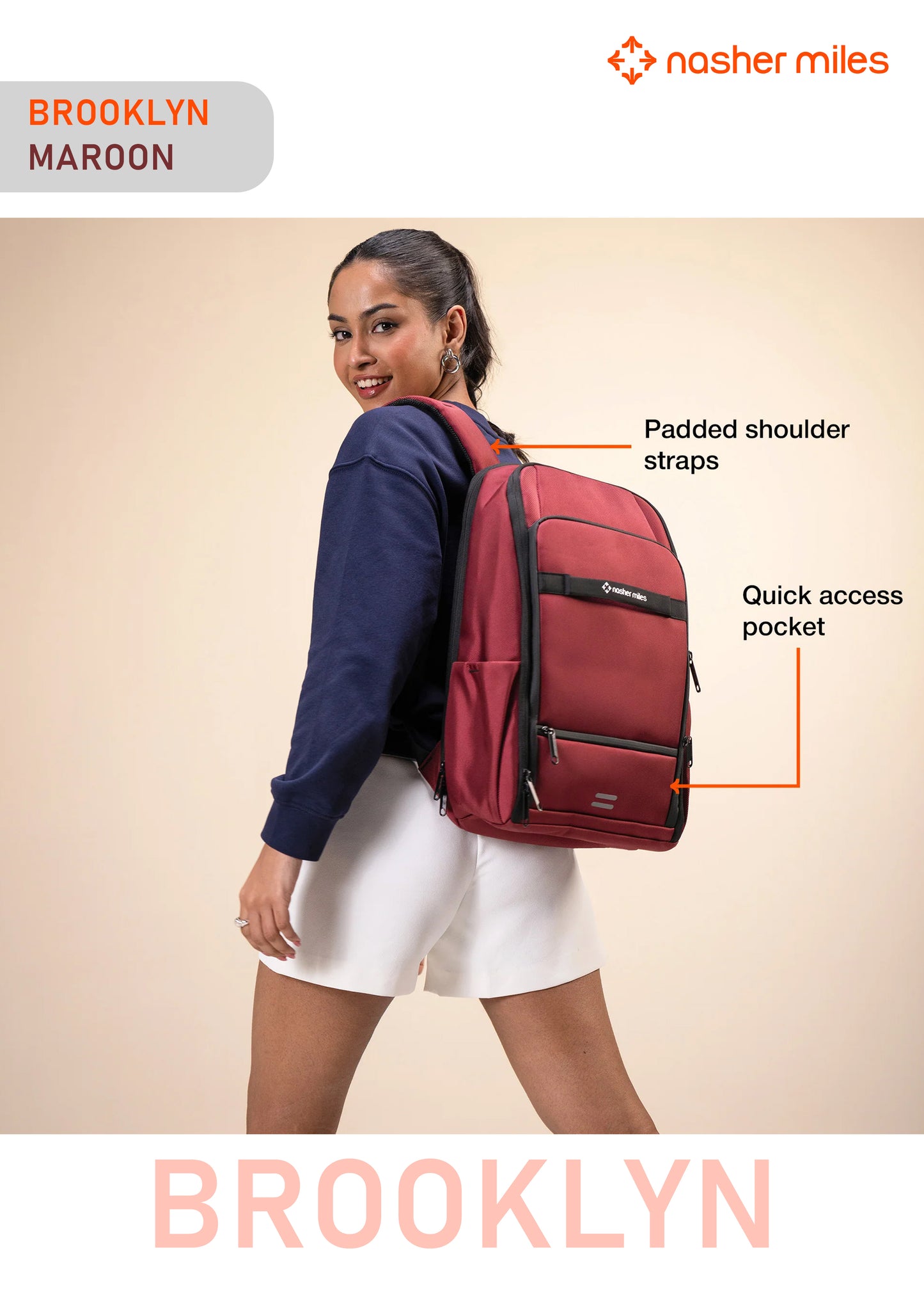 Nasher Miles Brooklyn Backpack- Maroon