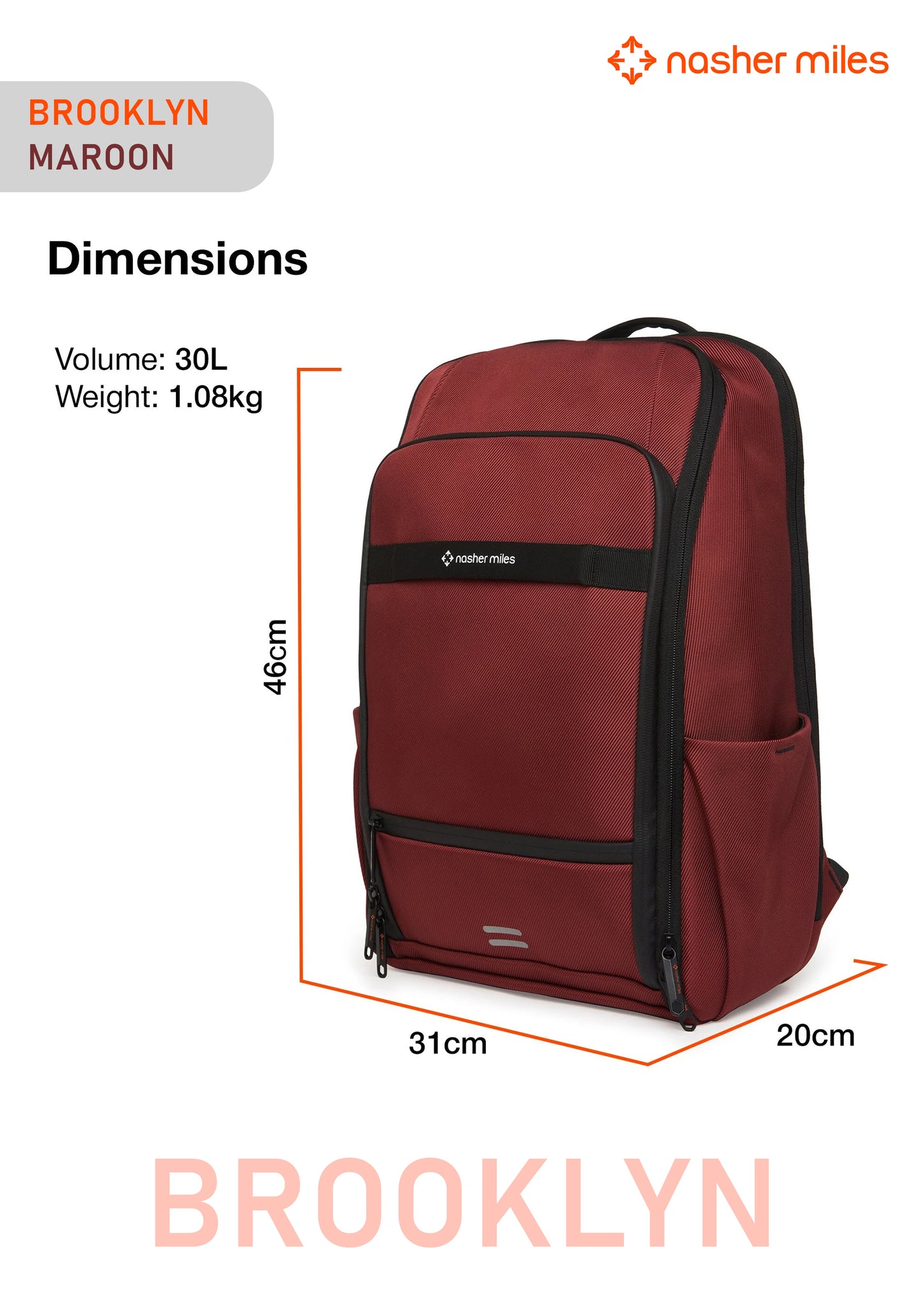 Nasher Miles Brooklyn Backpack- Maroon