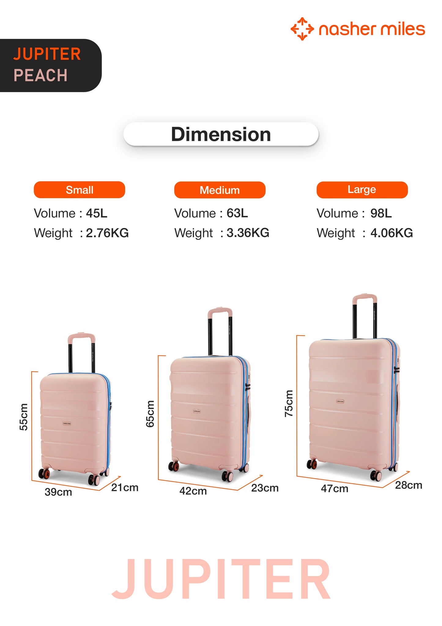 Nasher Miles Jupiter Luggage - Peach