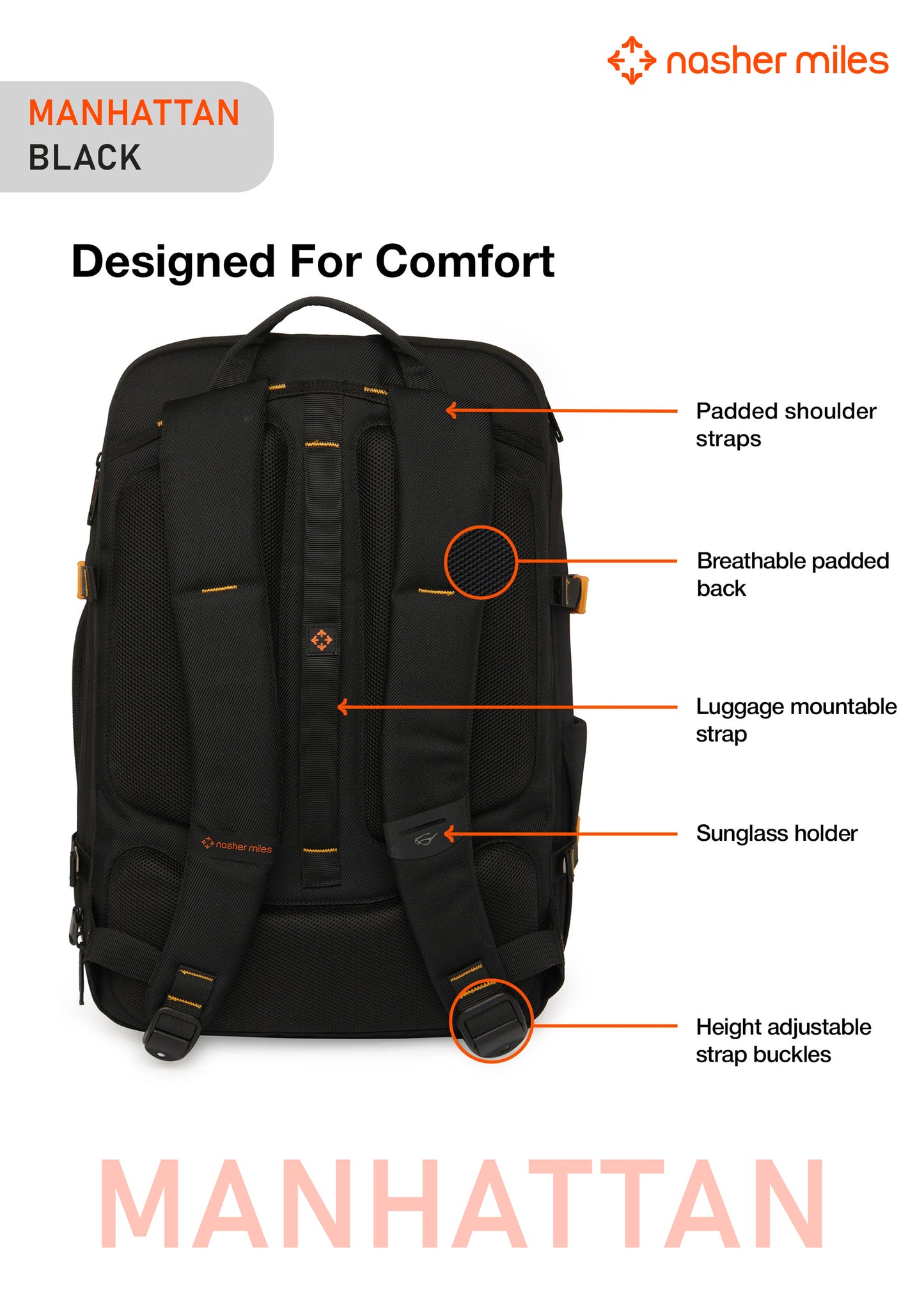 Nasher Miles Manhattan Backpack- Black
