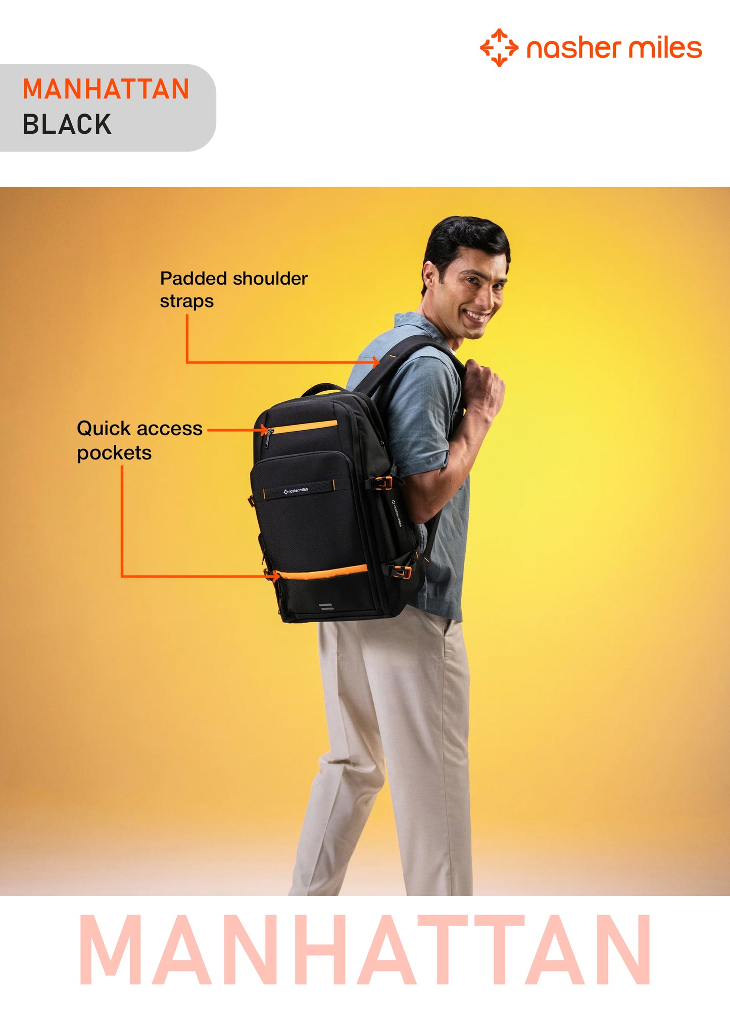 Nasher Miles Manhattan Backpack- Black