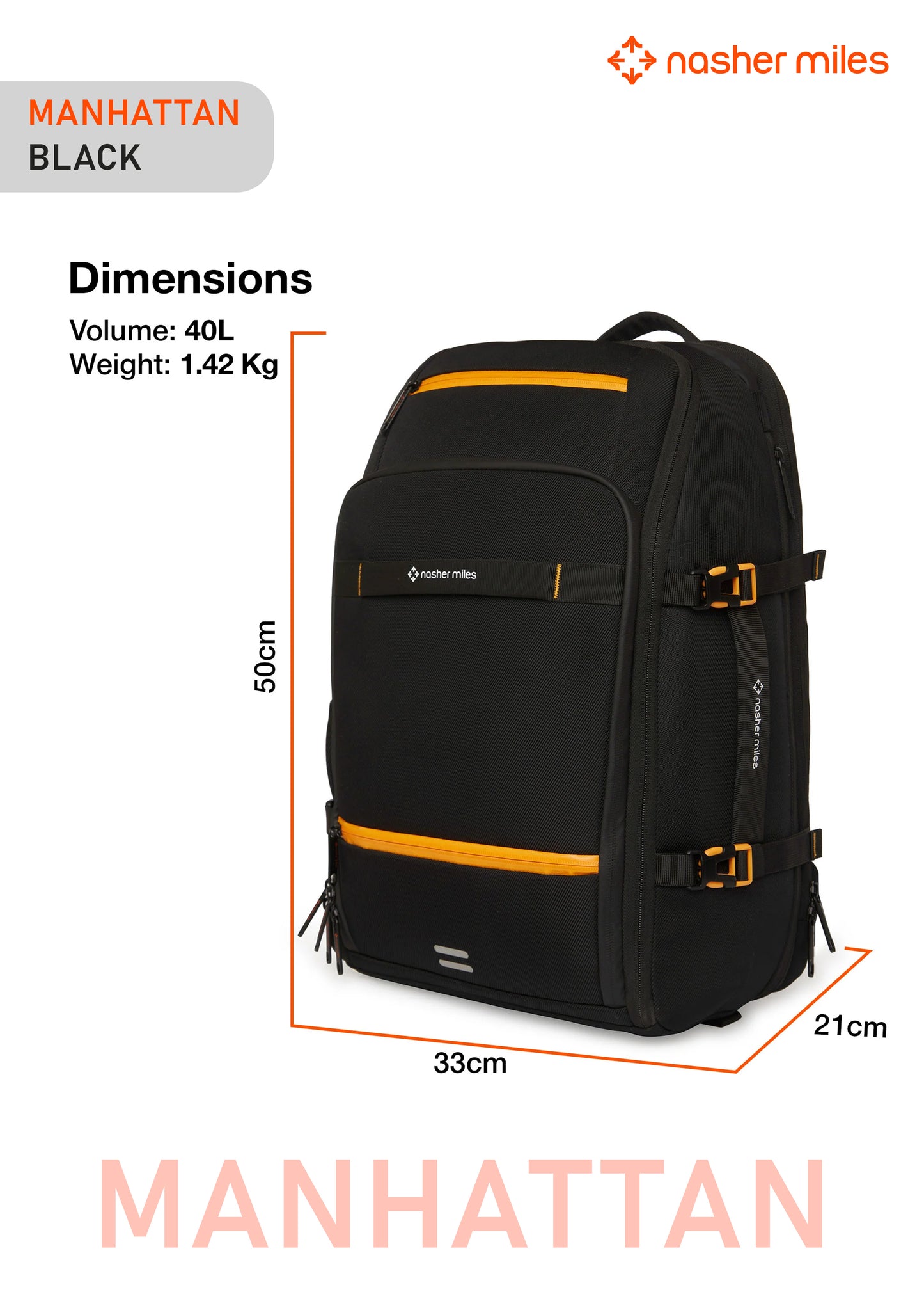 Nasher Miles Manhattan Backpack- Black