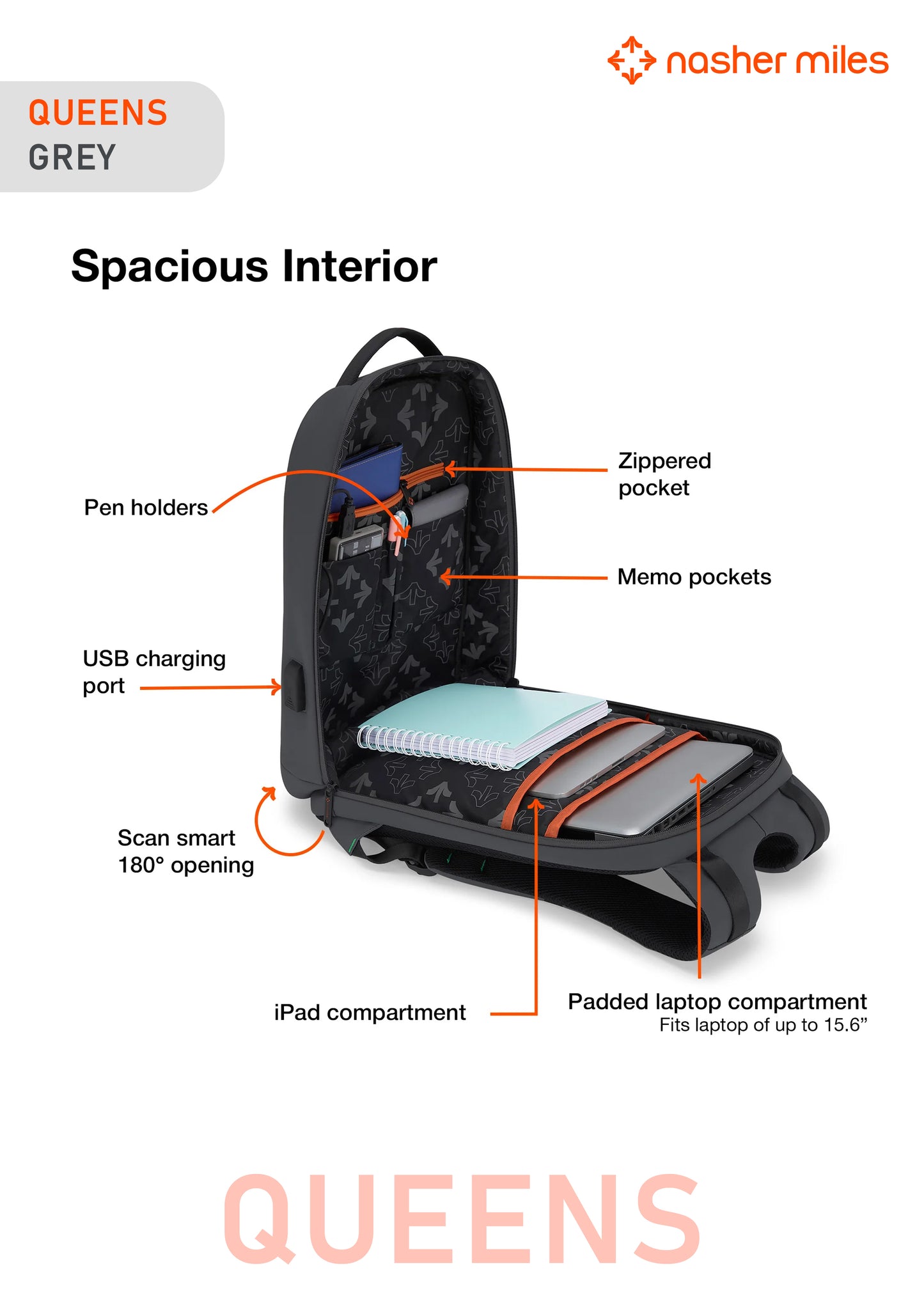 Nasher Miles Queens Backpack- Grey