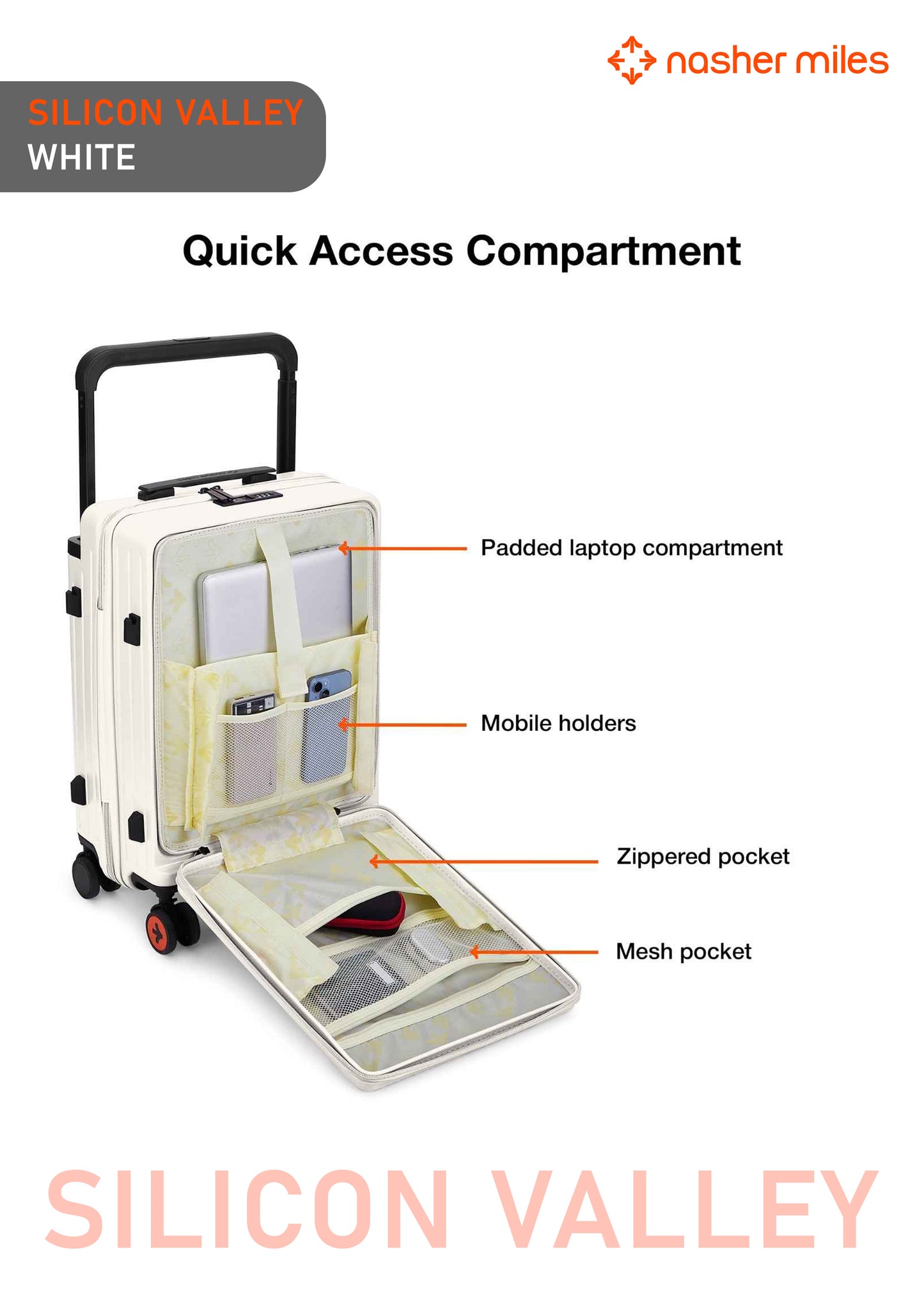 Nasher Miles Silicon Valley Luggage - White