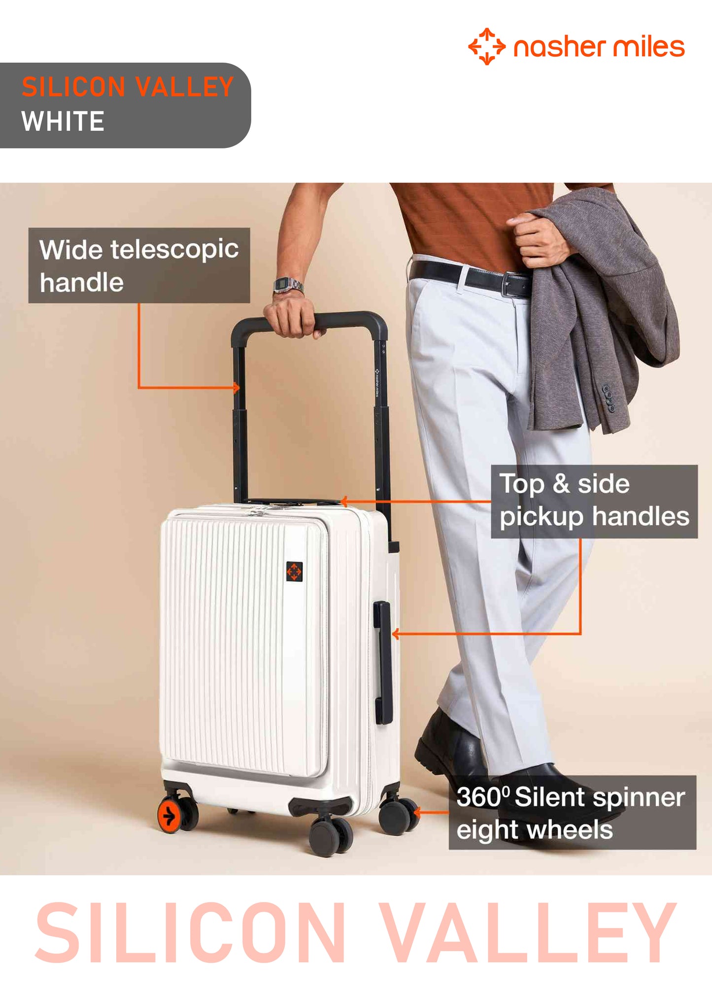 Nasher Miles Silicon Valley Luggage - White