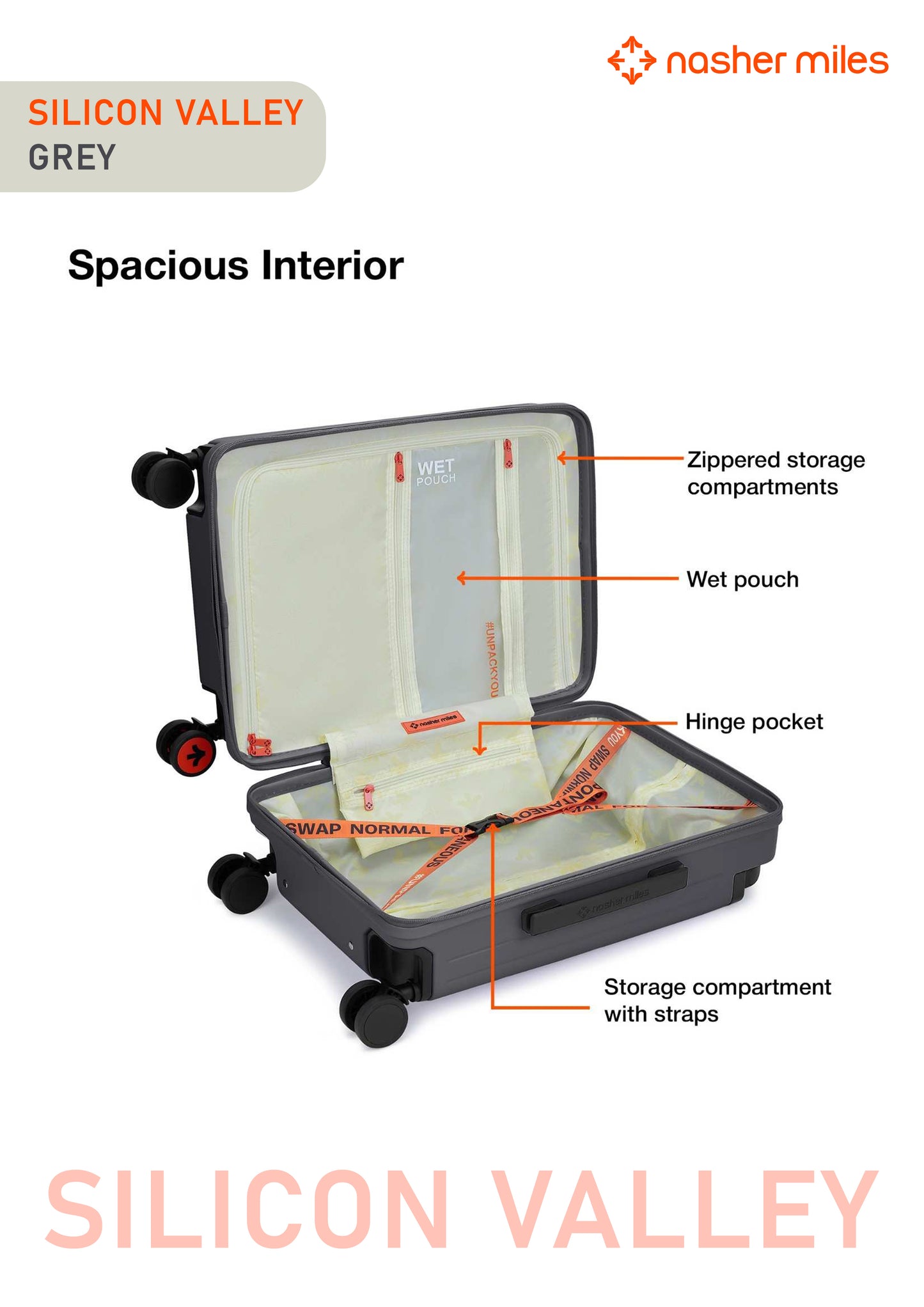 Nasher Miles Silicon Valley Luggage - Grey