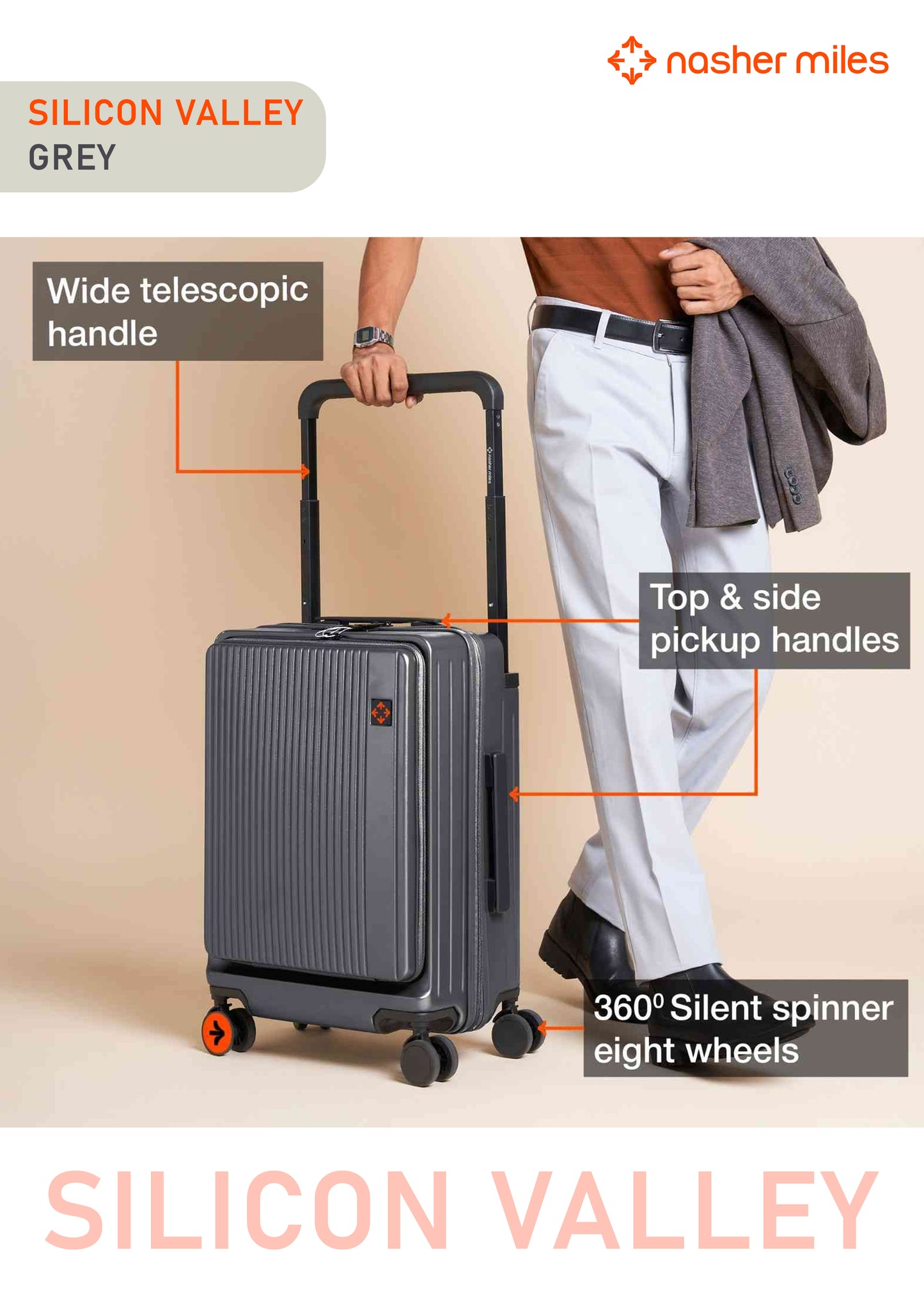 Nasher Miles Silicon Valley Luggage - Grey