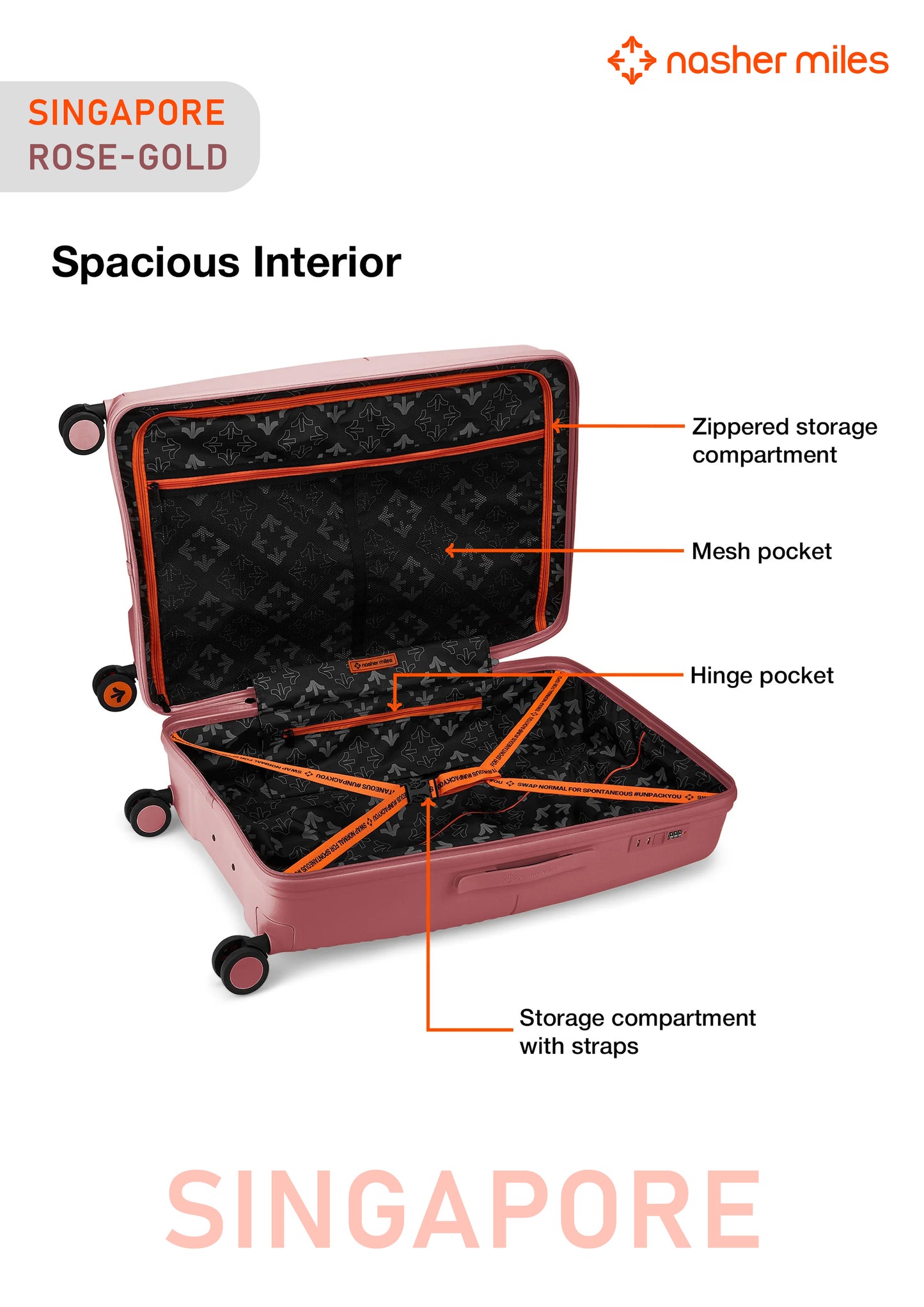 Nasher Miles Singapore Luggage - Rose Gold
