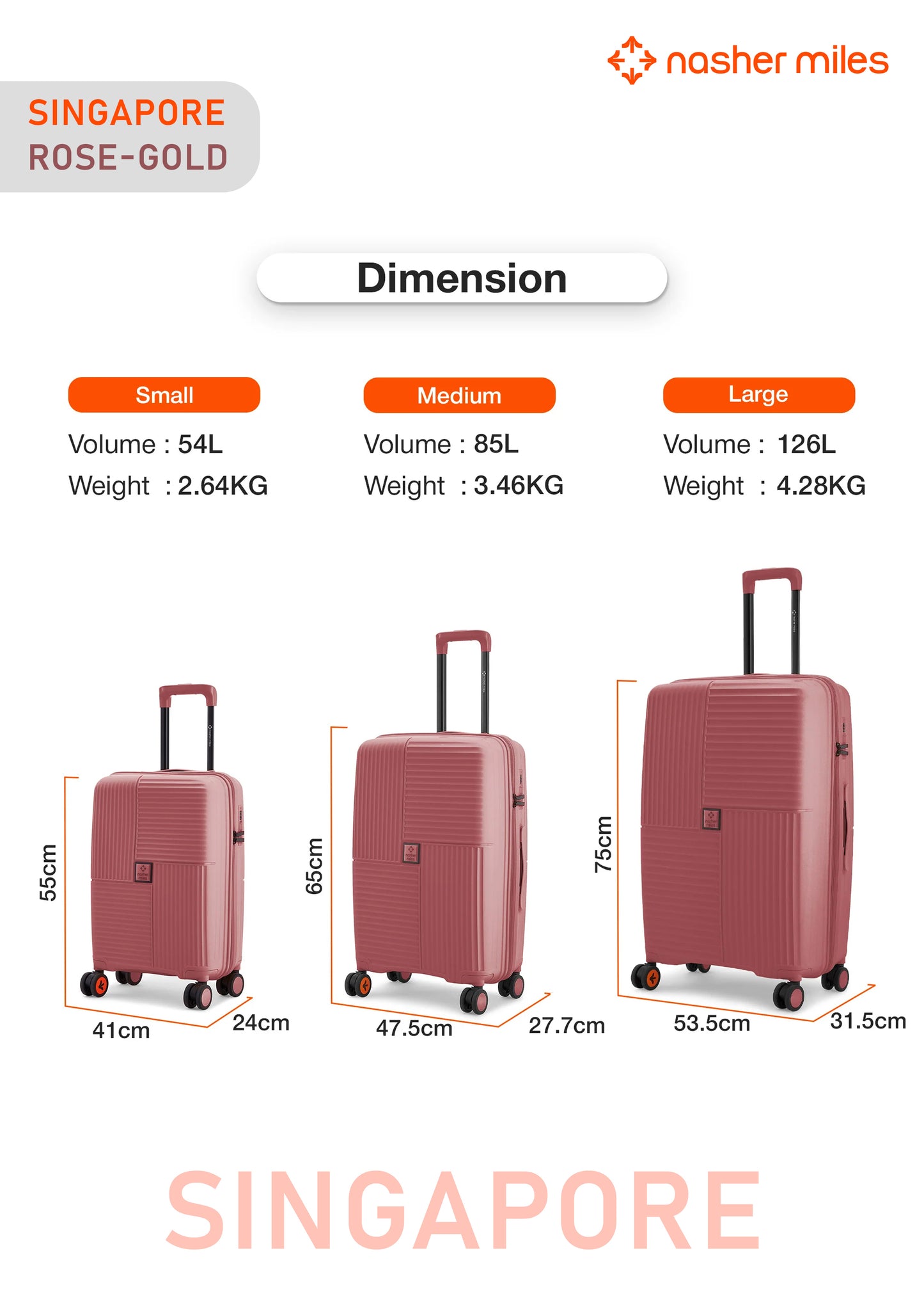 Nasher Miles Singapore Luggage - Rose Gold